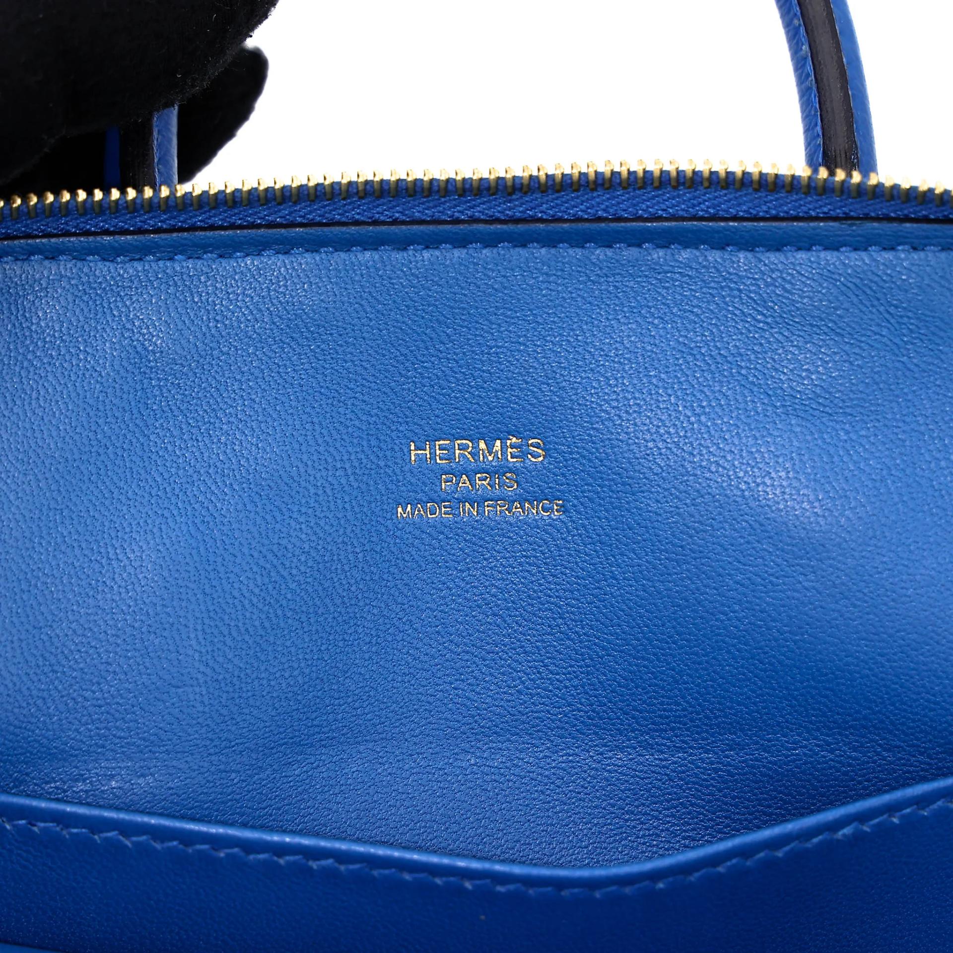 A美品 HERMÈS 愛馬仕 Mini Bolide 1923 I7 琉璃藍 Bleu Zellige Evercolor皮 金扣 C刻 2018年 - 15