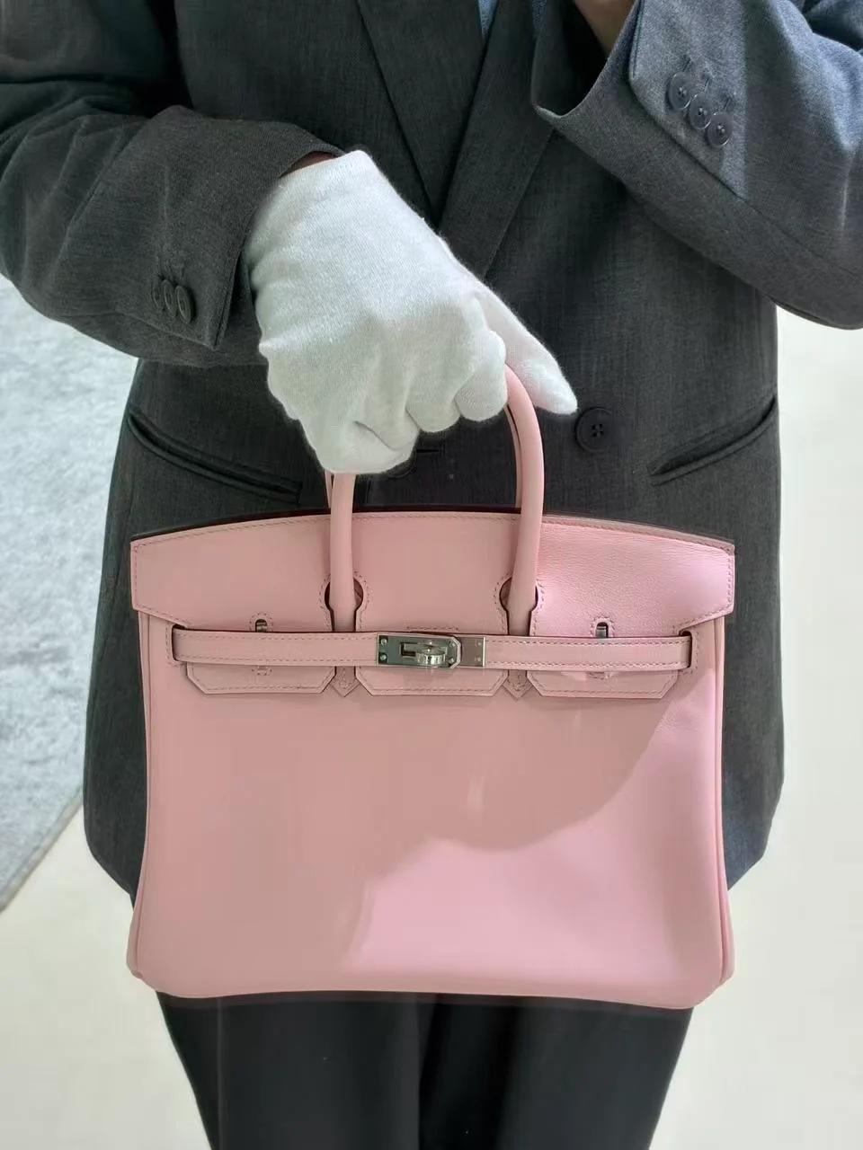 Excellent ( Rank SA ) HERMÈS Birkin 25 Rose Sakura (3Q) Swift Palladium hardware W (2024) - 5