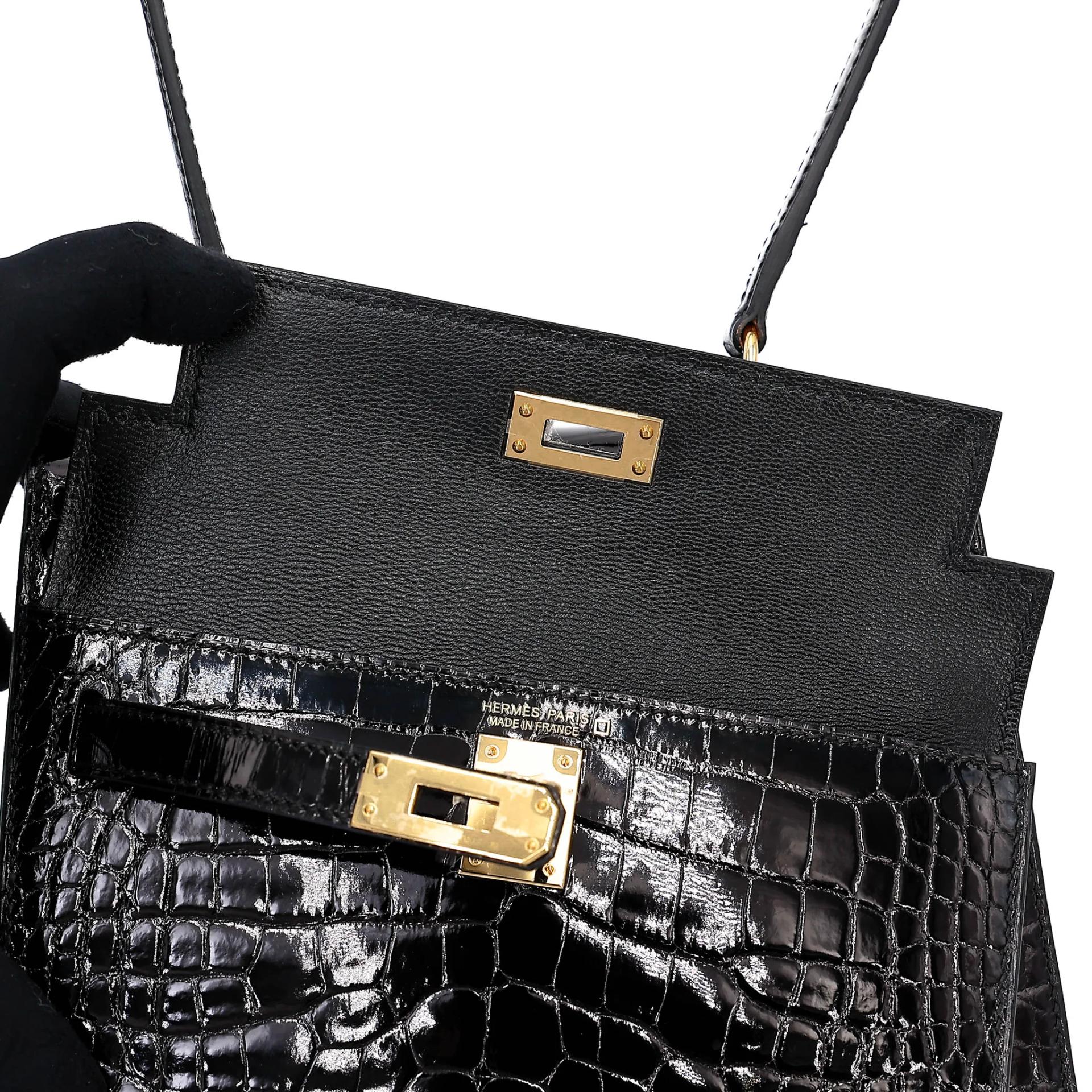 Brand New ( Rank N ) HERMÈS Limited Edition Kelly 20 en Desordre Noir (89) Shiny Alligator Gold hardware G (2026) - 13