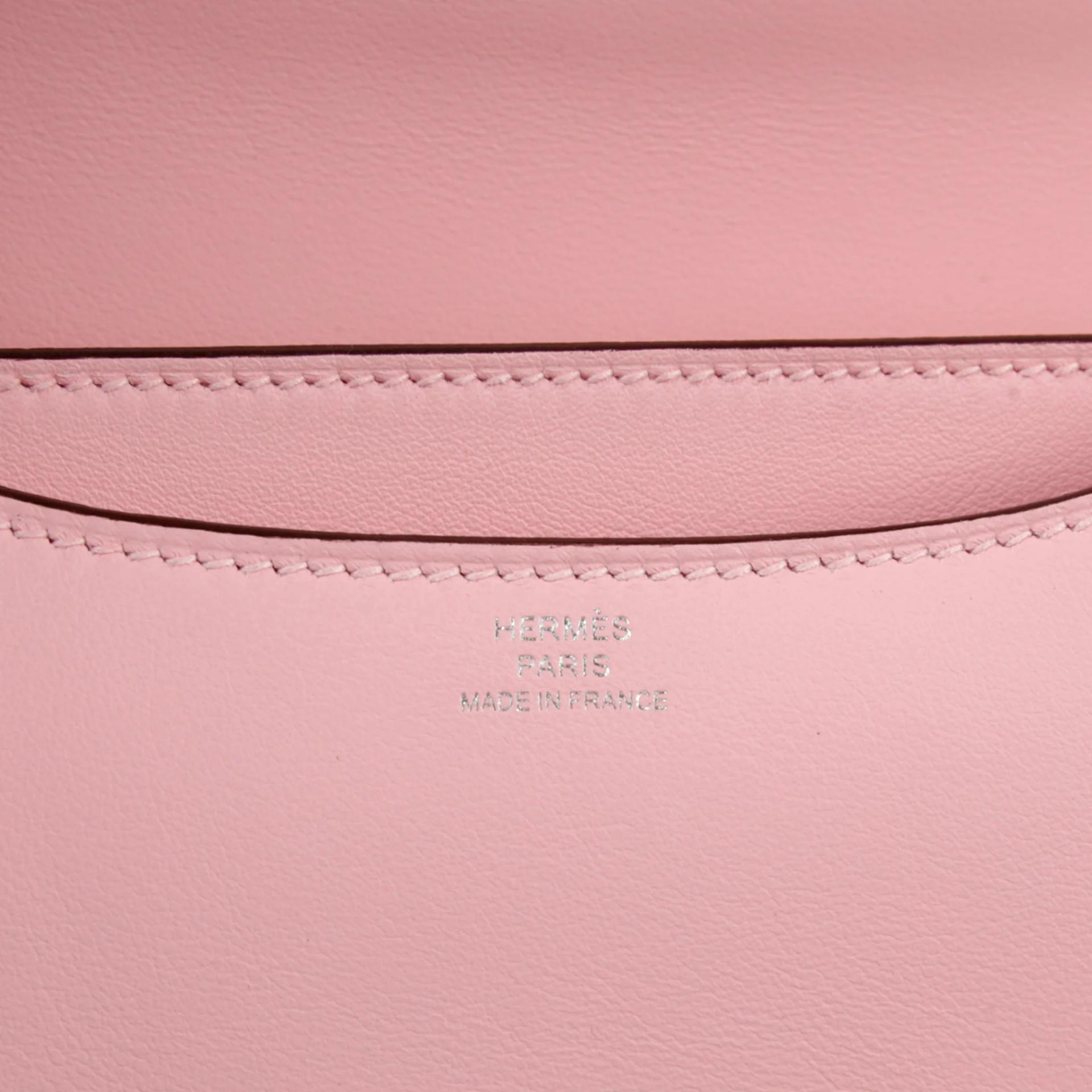 Brand New ( Rank N ) HERMÈS Constance Mini Rose Sakura (3Q) Swift Brushed Palladium K (2025) - 10
