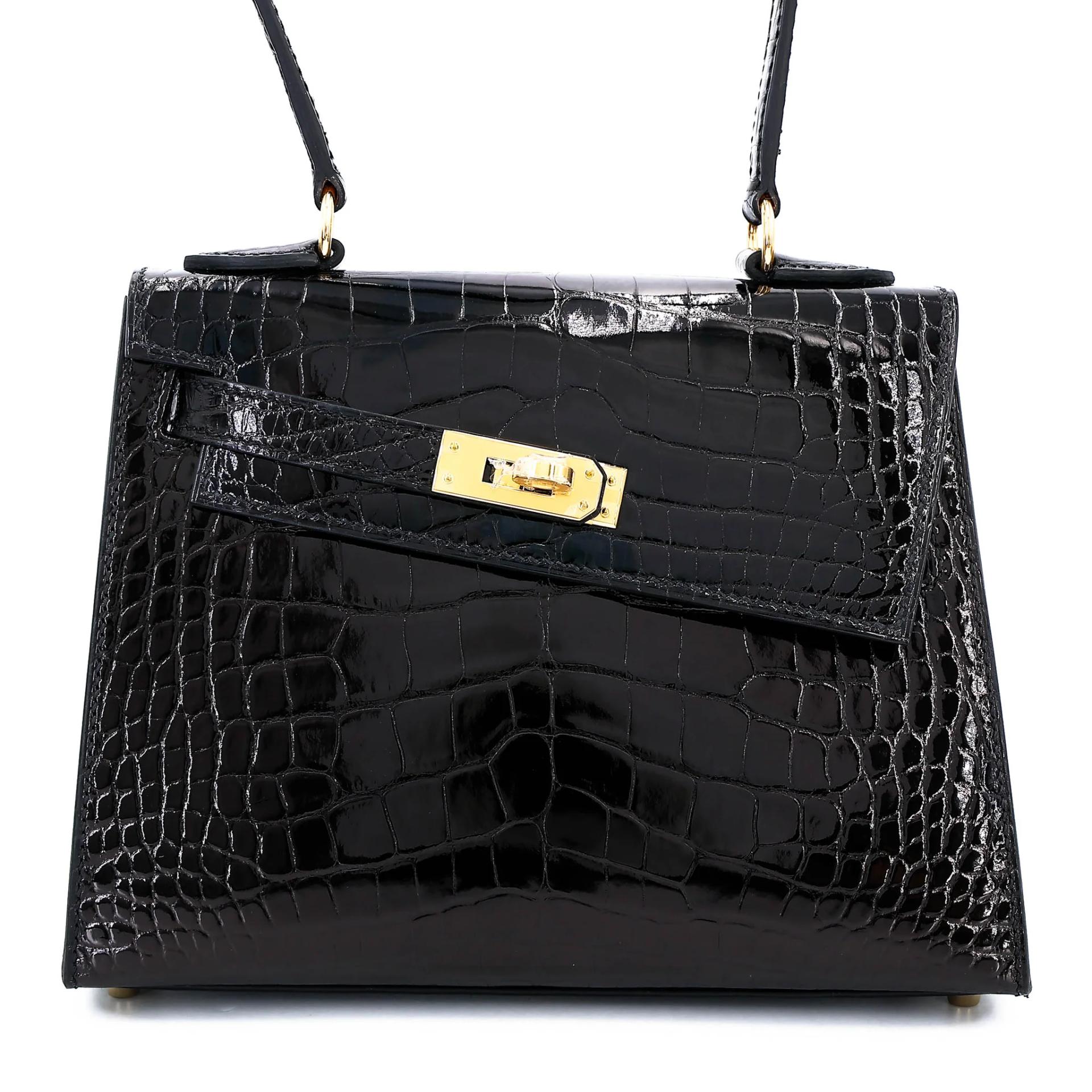 Brand New ( Rank N ) HERMÈS Limited Edition Kelly 20 en Desordre Noir (89) Shiny Alligator Gold hardware G (2026) - 2