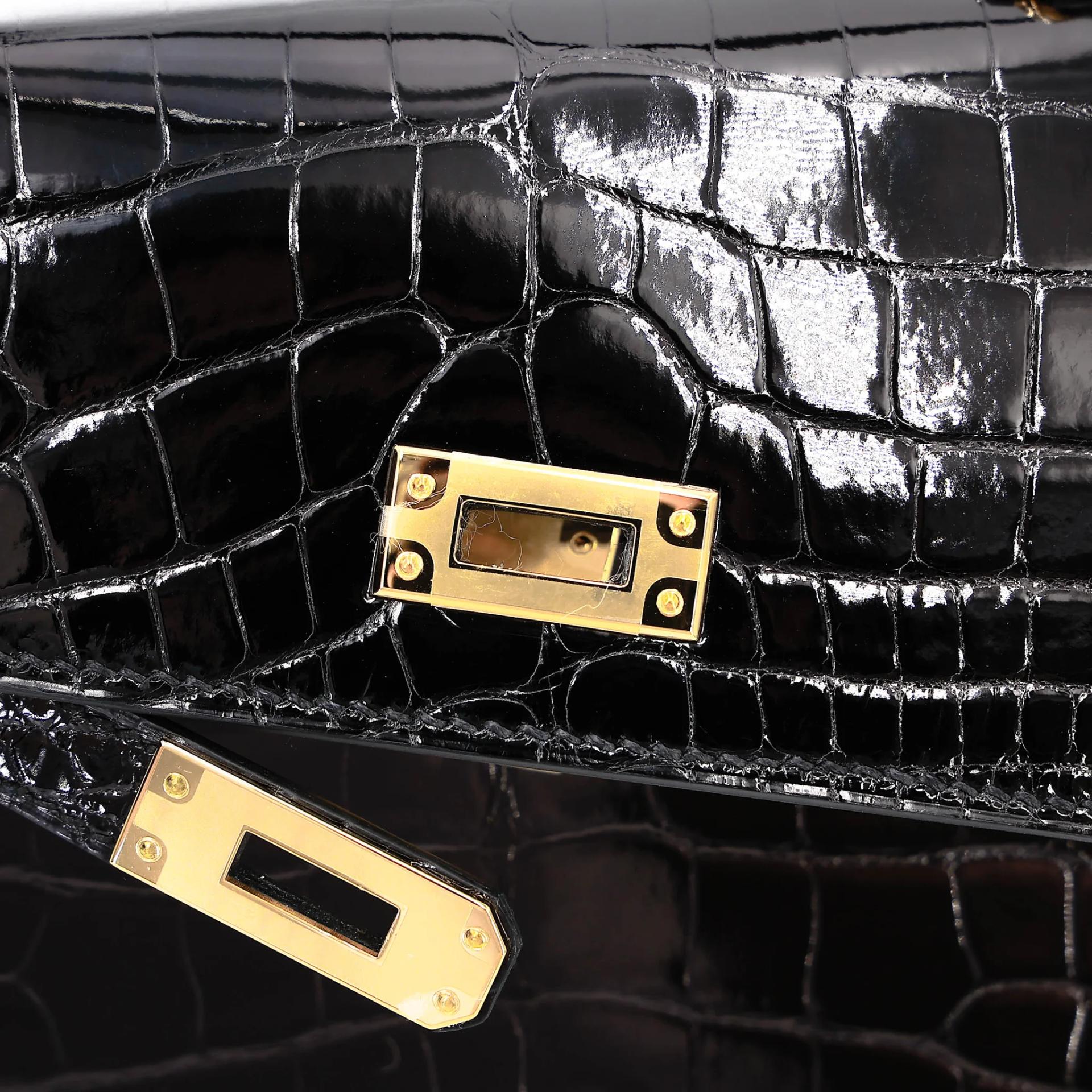 Brand New ( Rank N ) HERMÈS Limited Edition Kelly 20 en Desordre Noir (89) Shiny Alligator Gold hardware G (2026) - 19