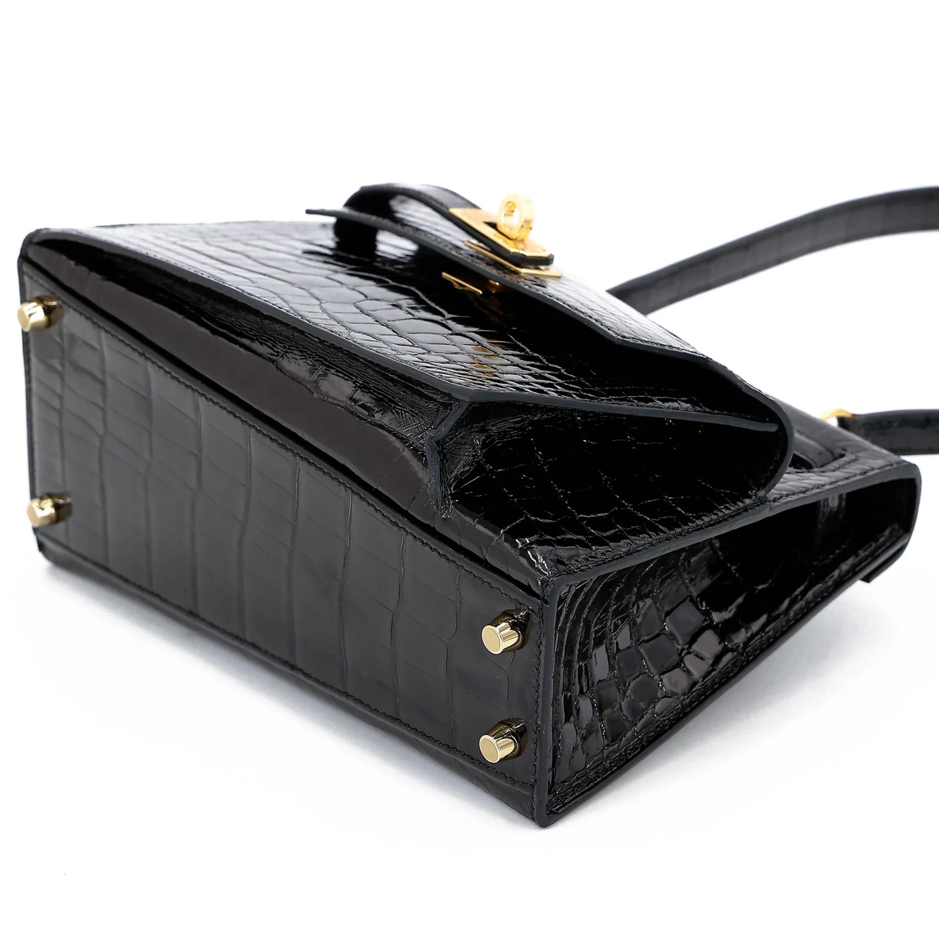 Brand New ( Rank N ) HERMÈS Limited Edition Kelly 20 en Desordre Noir (89) Shiny Alligator Gold hardware G (2026) - 4