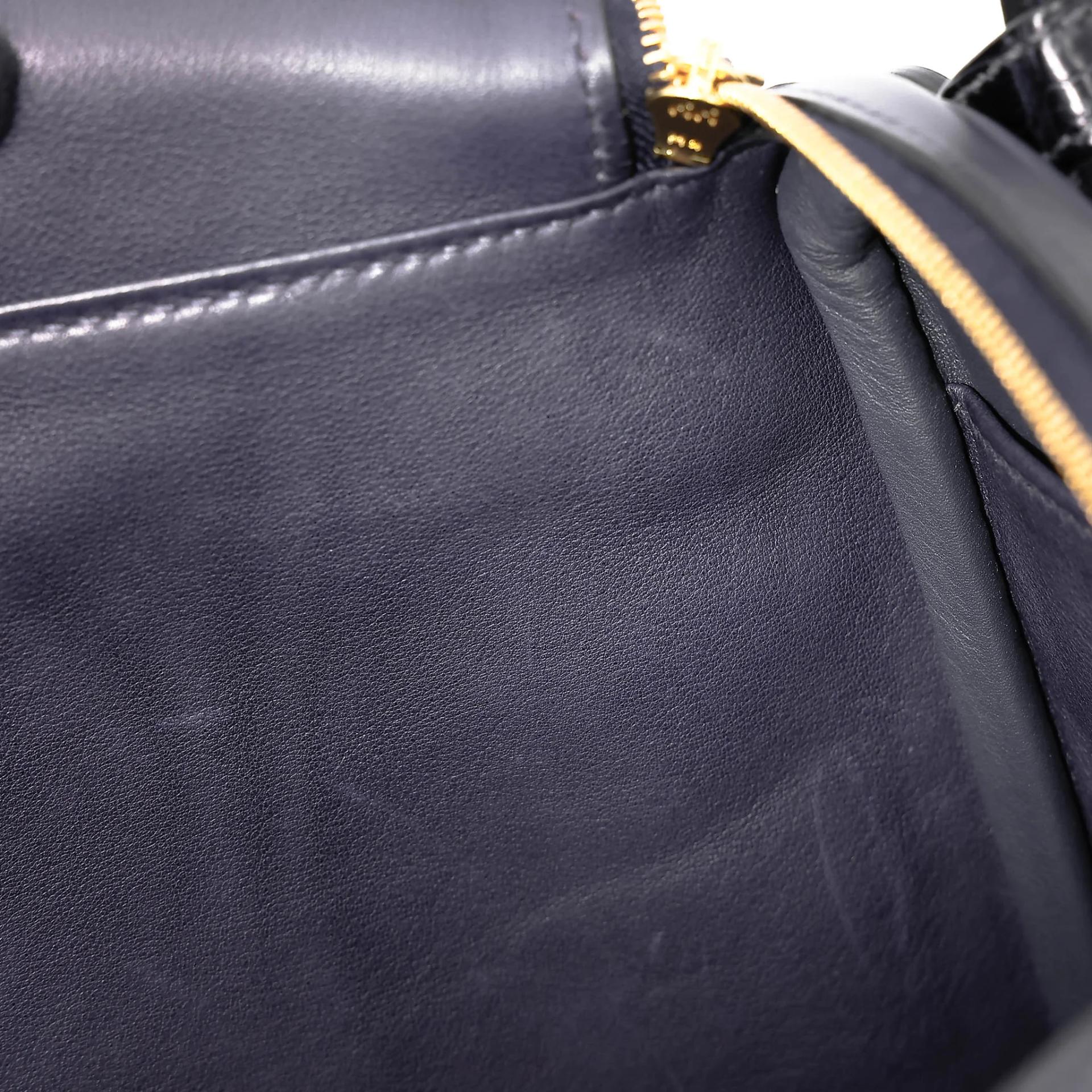 Very Good ( Rank A) HERMÈS Lindy 26 Touch Bleu Nuit (2Z) Matte Niloticus Crocodile Volupto calfskin Gold hardware Y (2020) - 37