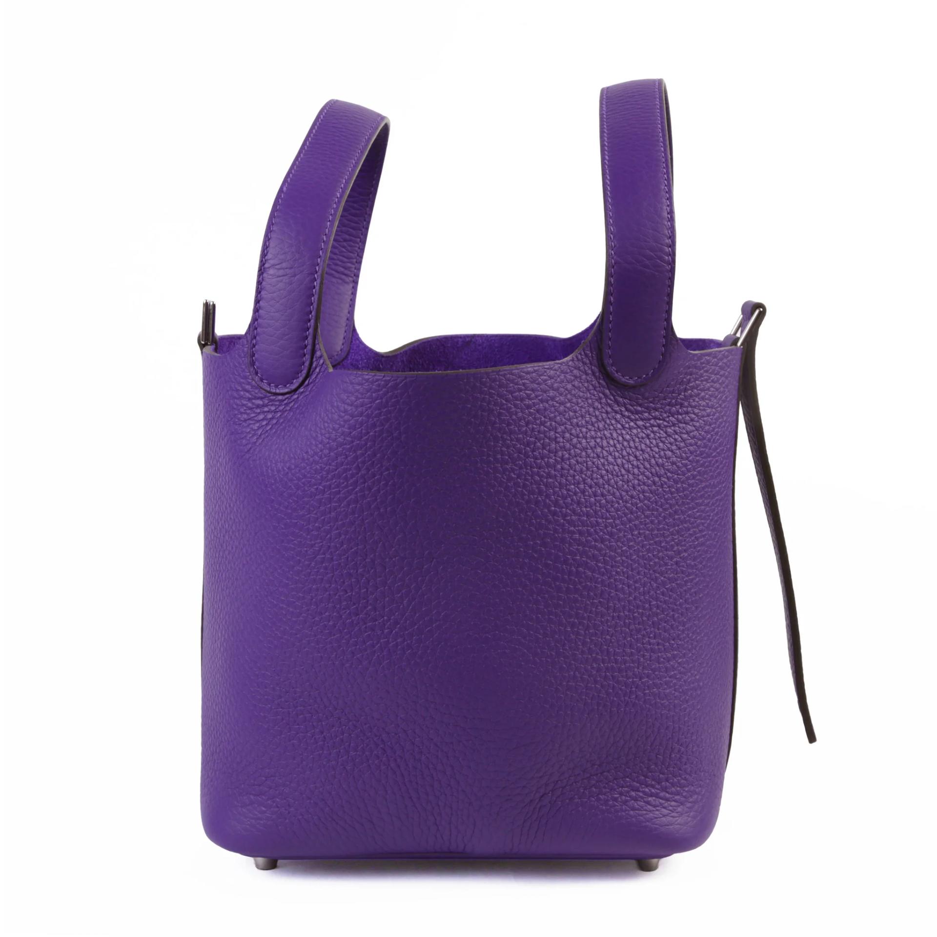 全新 HERMÈS 愛馬仕 Picotin 菜籃子 PM 18 X3 絳紫色 Purple Clemence小牛皮 銀扣 G刻 2026年 - 5