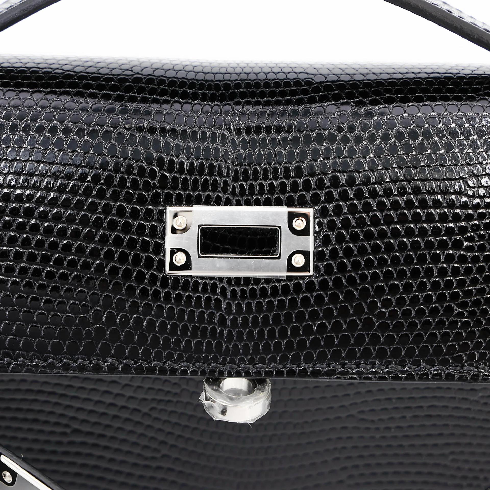 Brand New ( Rank N ) HERMÈS Kelly Pochette Noir (89) Shiny Lizard Palladium hardware K (2025) - 10
