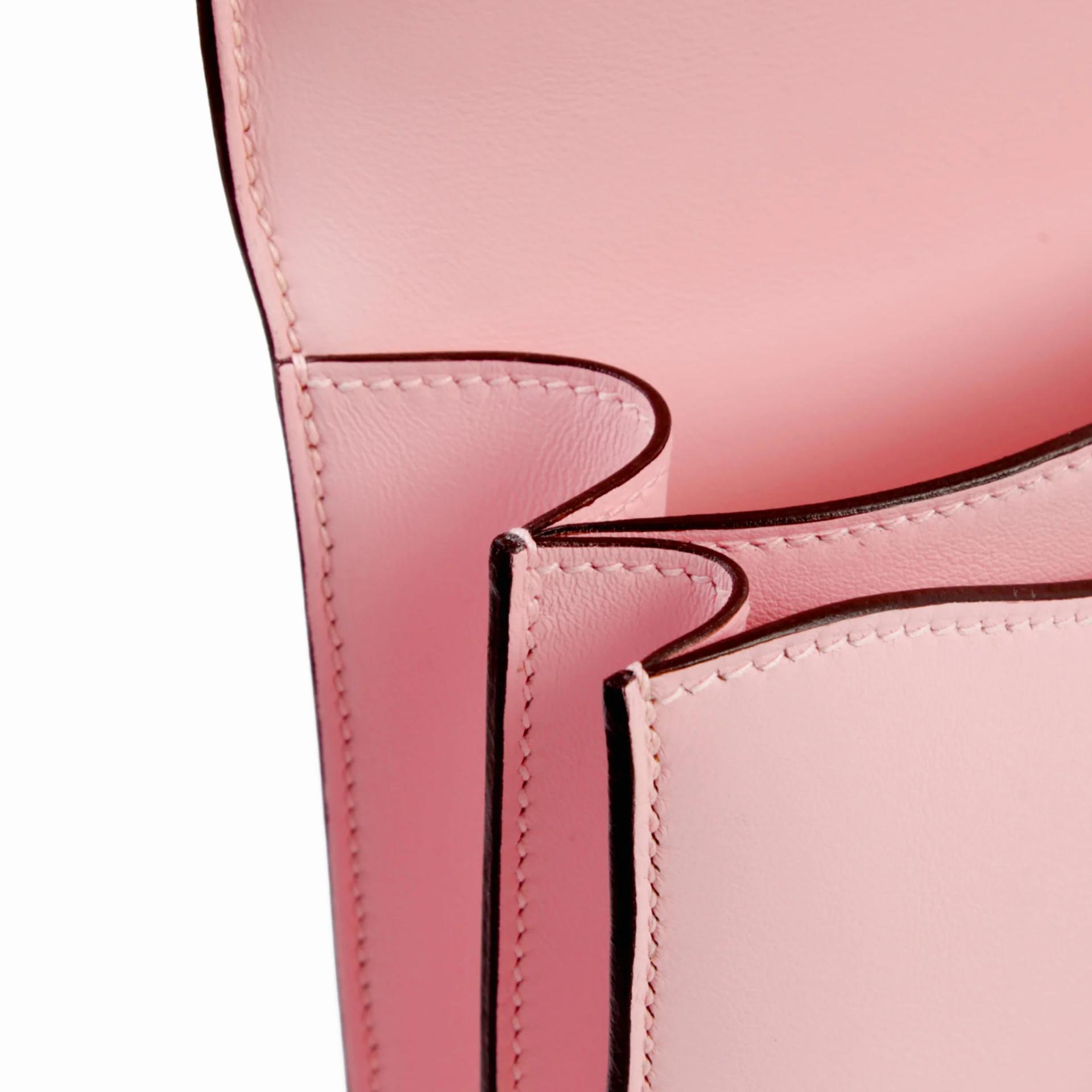 Brand New ( Rank N ) HERMÈS Constance Mini Rose Sakura (3Q) Swift Brushed Palladium K (2025) - 13