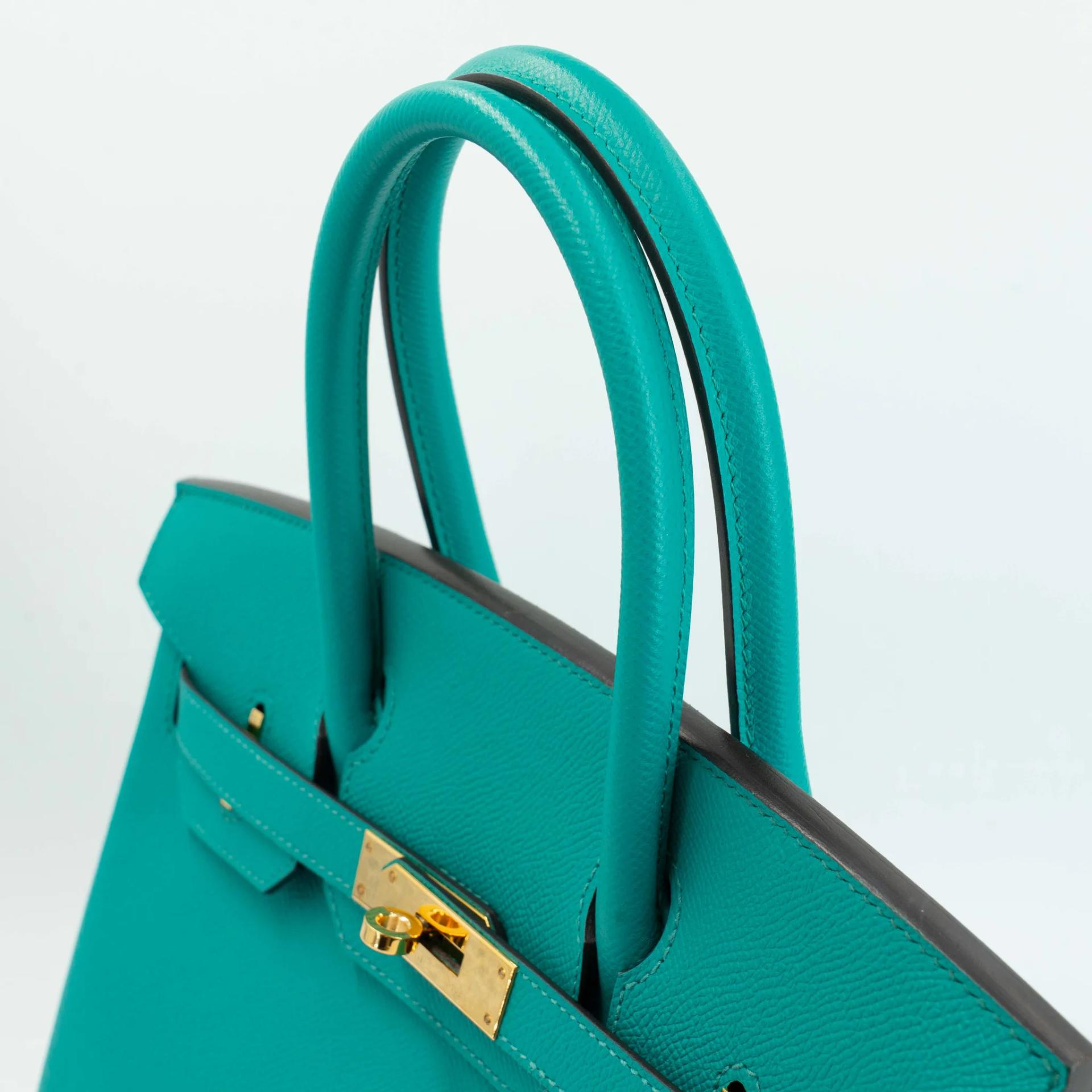 Very Good ( Rank A) HERMÈS Birkin 30 Bleu Paon (7F) Epsom Gold hardware X (2016) - 4