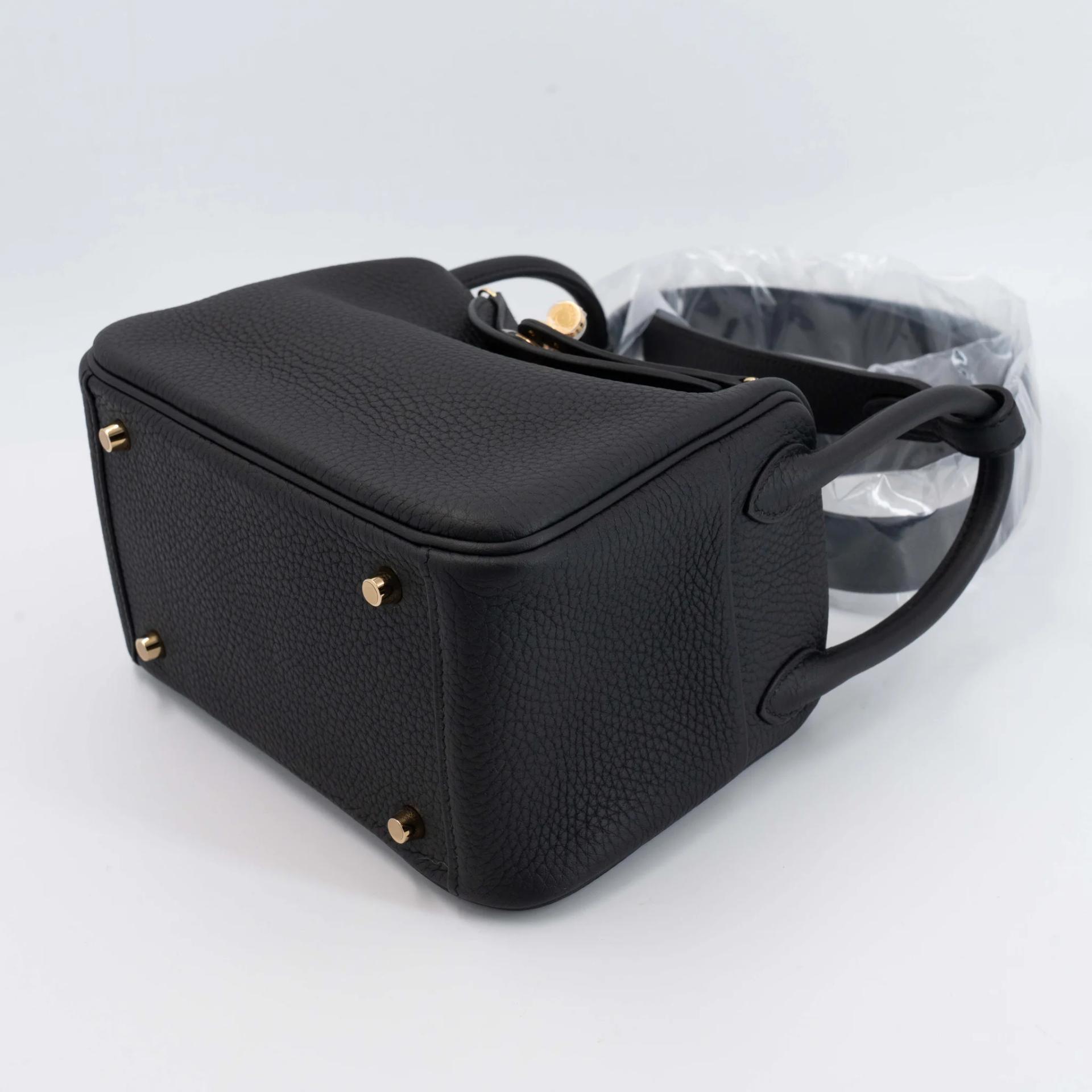 Brand New ( Rank N ) HERMÈS Mini Lindy Noir (89) Clemence Gold hardware K (2025) - 5