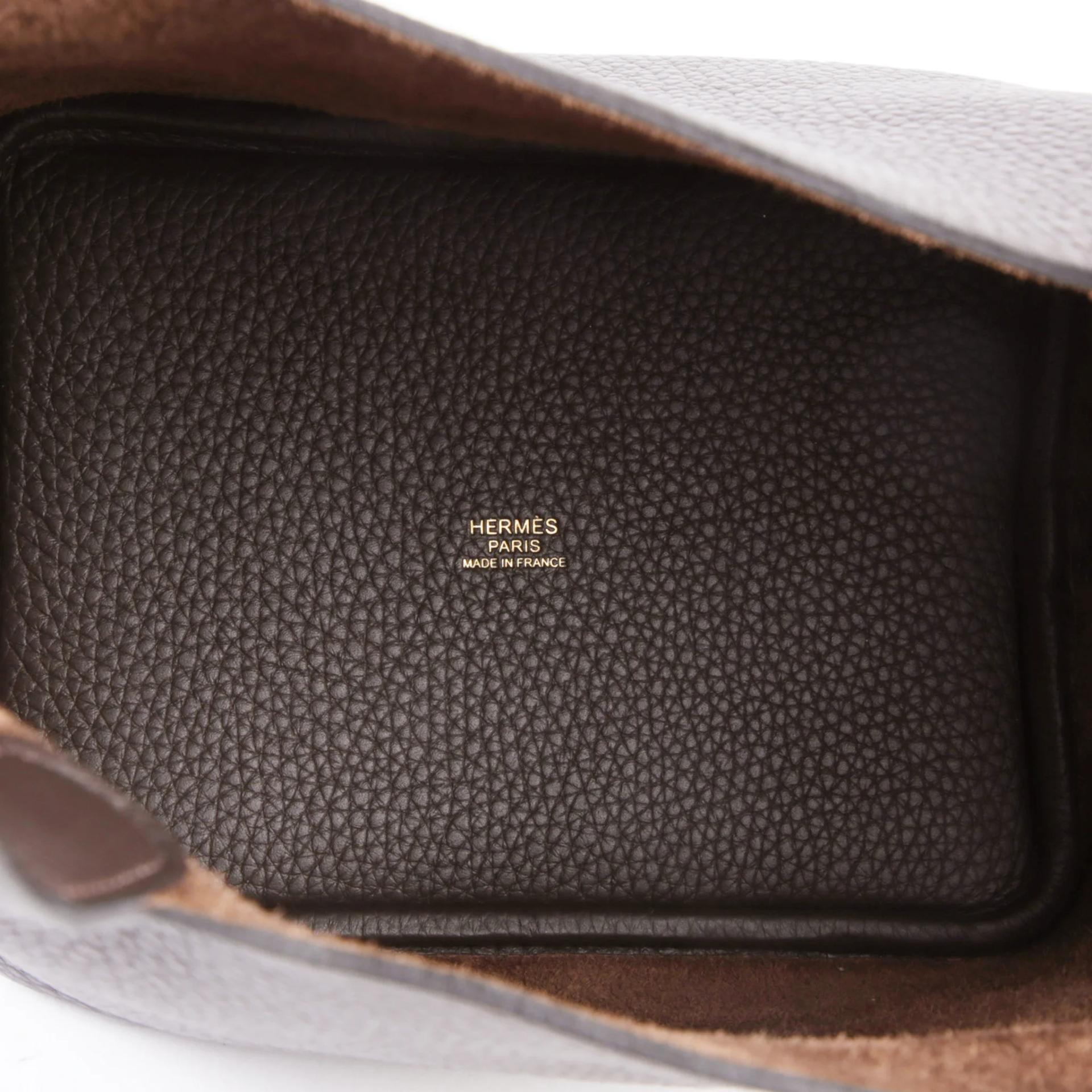 全新 HERMÈS 愛馬仕 Picotin 菜籃子 PM 18 46 烏木色 Ebene Clemence小牛皮 金扣 K刻 2025年 - 10
