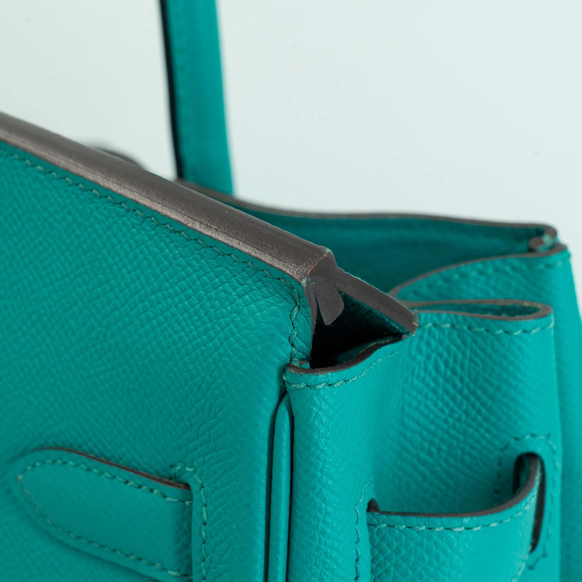 Very Good ( Rank A) HERMÈS Birkin 30 Bleu Paon (7F) Epsom Gold hardware X (2016) - 26