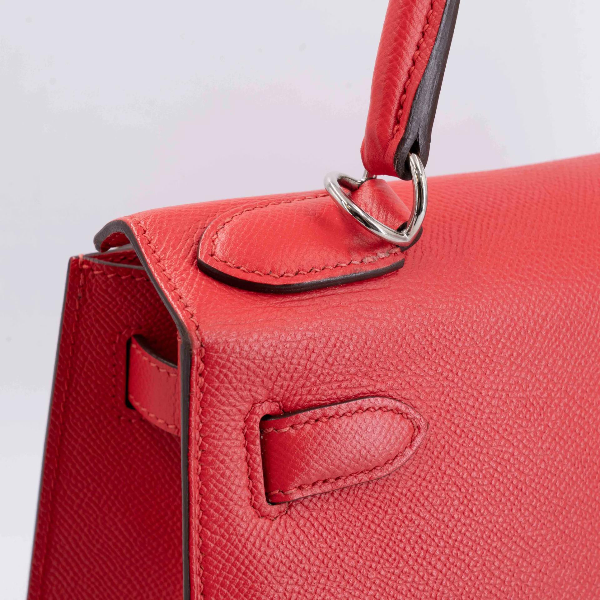 Very Good ( Rank A) HERMÈS Kelly 28 Sellier Rouge de Coeur (S3) Epsom Palladium hardware C (2018) - 24