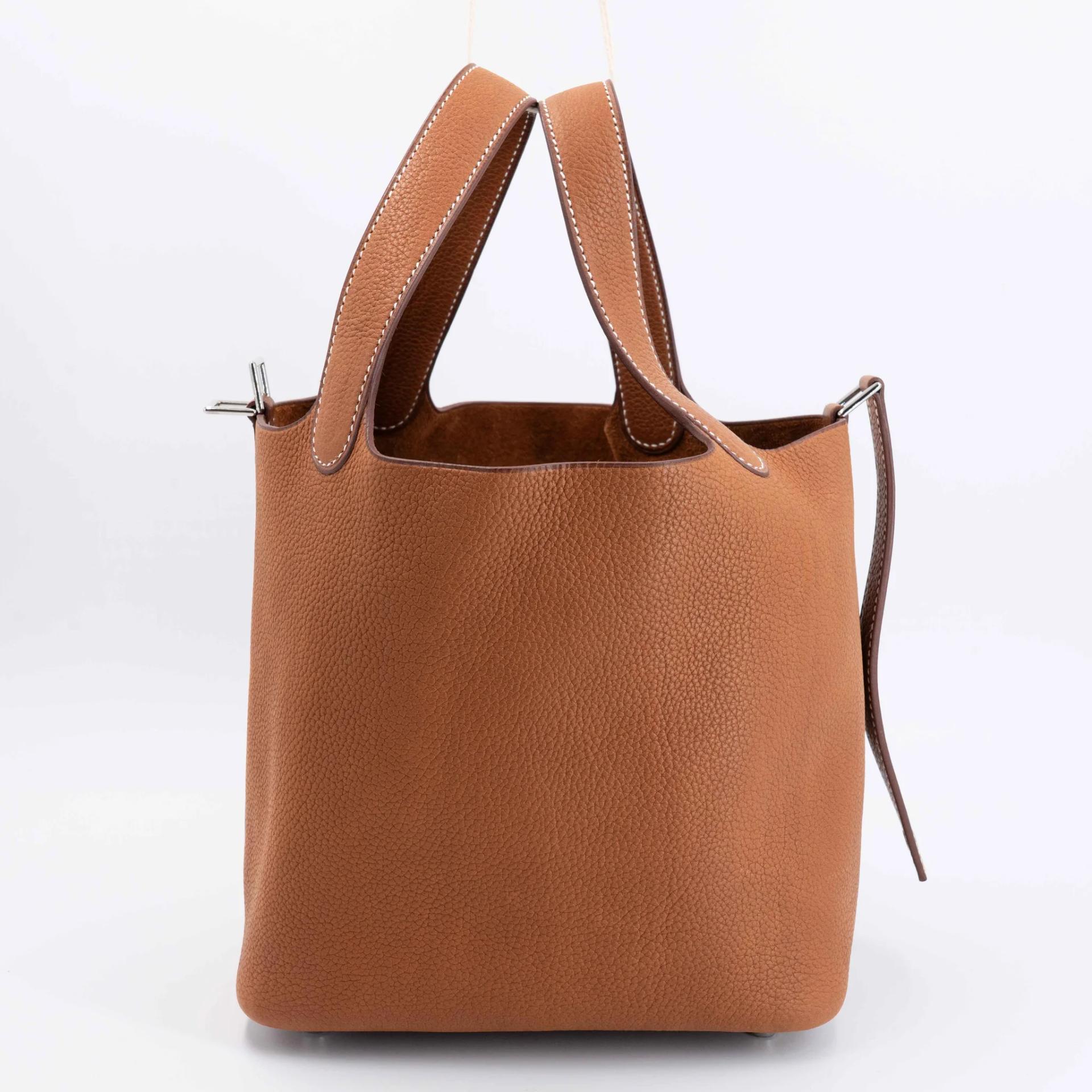 Unused ( Rank NS ) HERMÈS Picotin Lock PM Fauve (34) Barenia Faubourg Palladium hardware W (2024) - 4