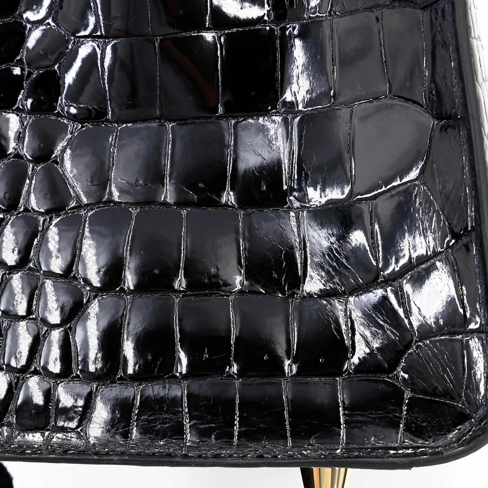 Excellent ( Rank SA ) HERMÈS Birkin 30 Sellier Noir (89) Shiny Porosus Crocodile Gold hardware Z (2021) - 30