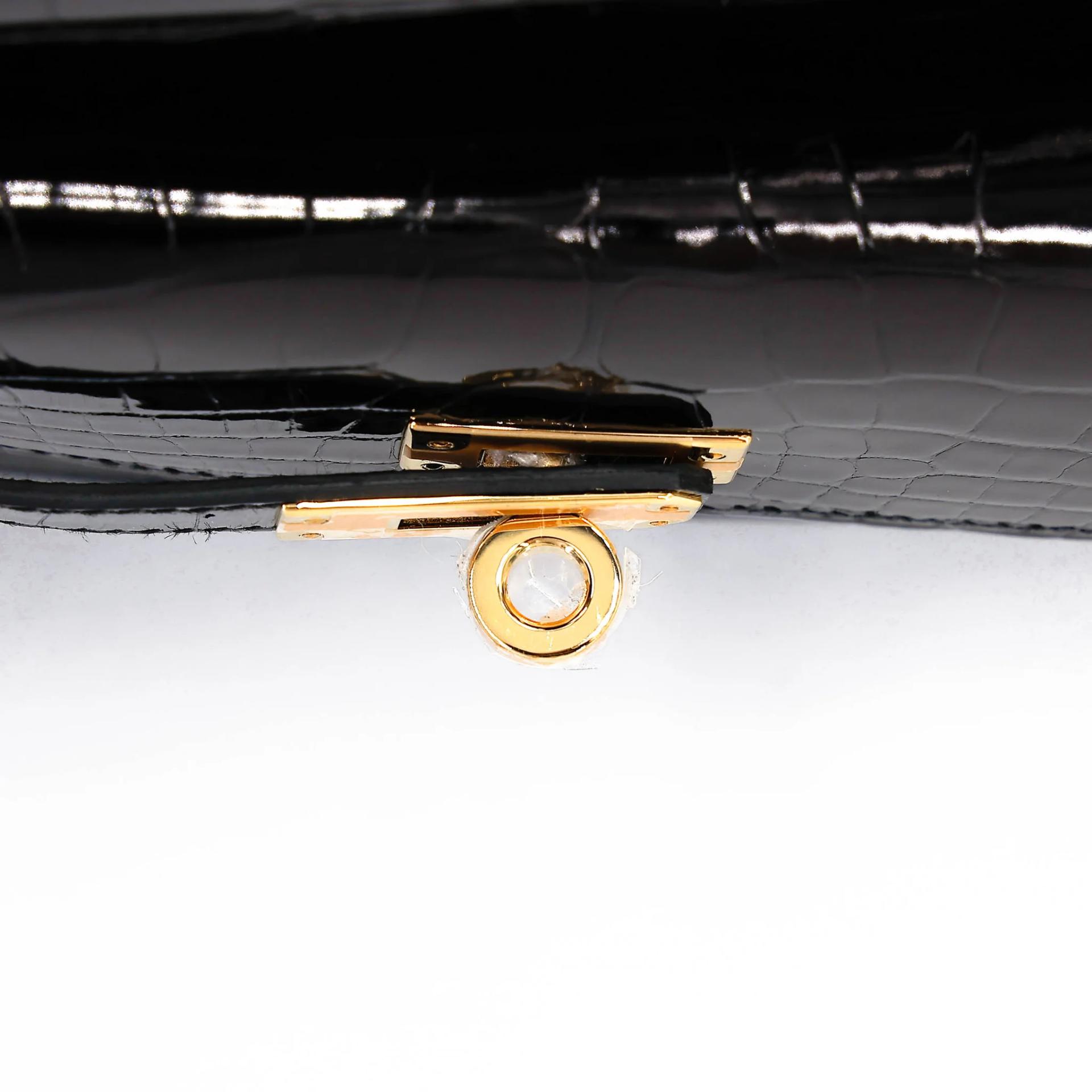 Brand New ( Rank N ) HERMÈS Limited Edition Kelly 20 en Desordre Noir (89) Shiny Alligator Gold hardware G (2026) - 10