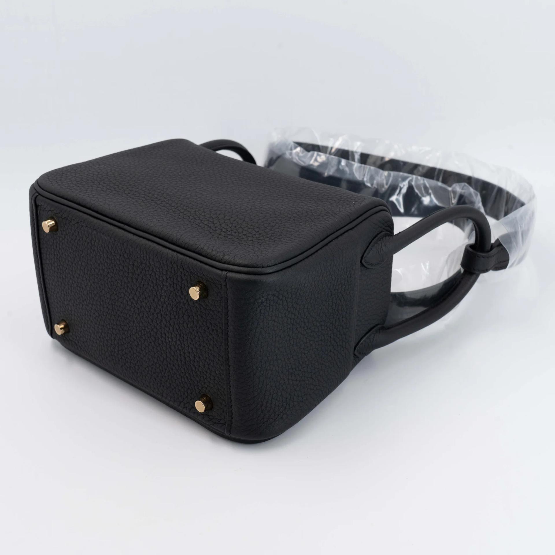 Brand New ( Rank N ) HERMÈS Mini Lindy Noir (89) Clemence Gold hardware K (2025) - 6