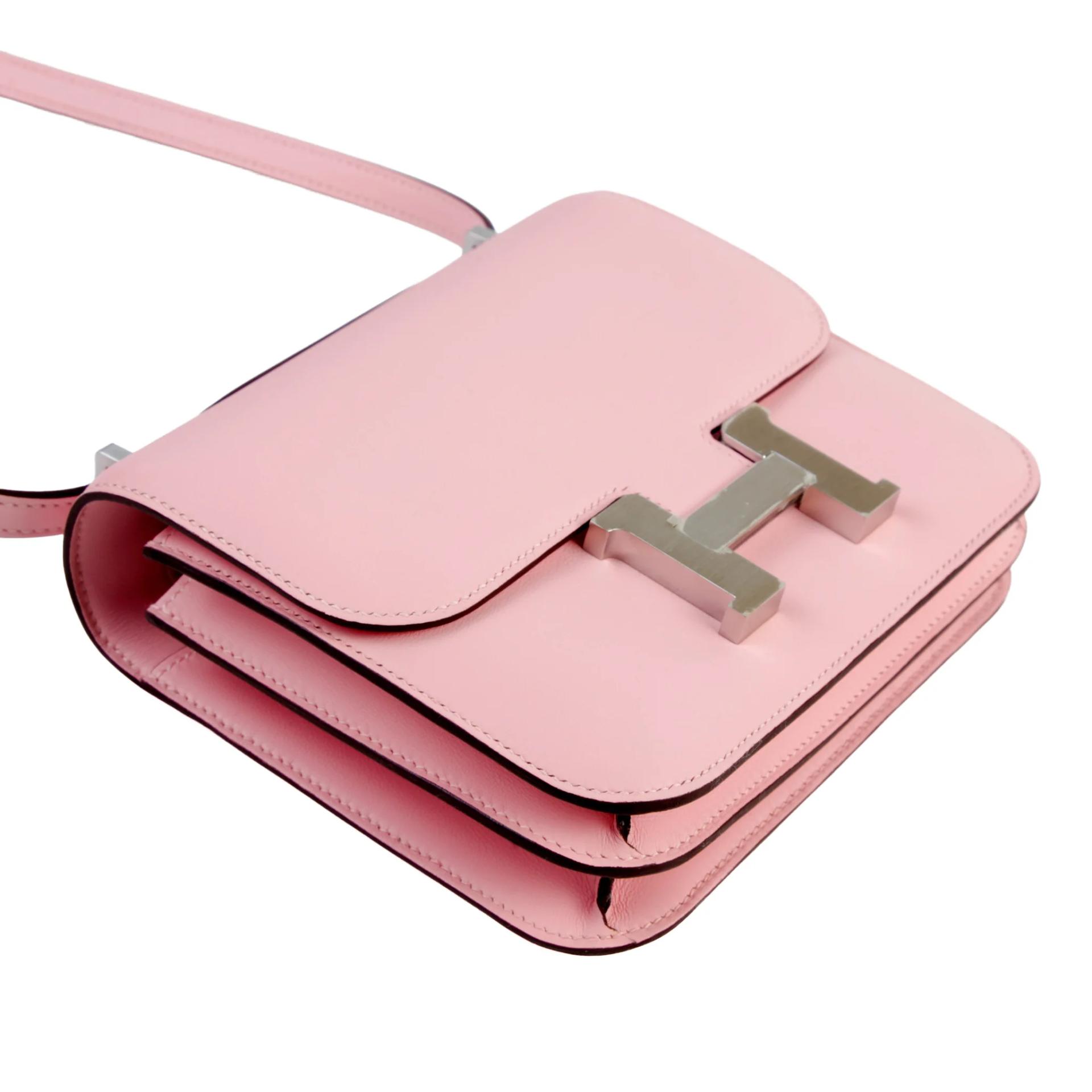 Brand New ( Rank N ) HERMÈS Constance Mini Rose Sakura (3Q) Swift Brushed Palladium K (2025) - 4