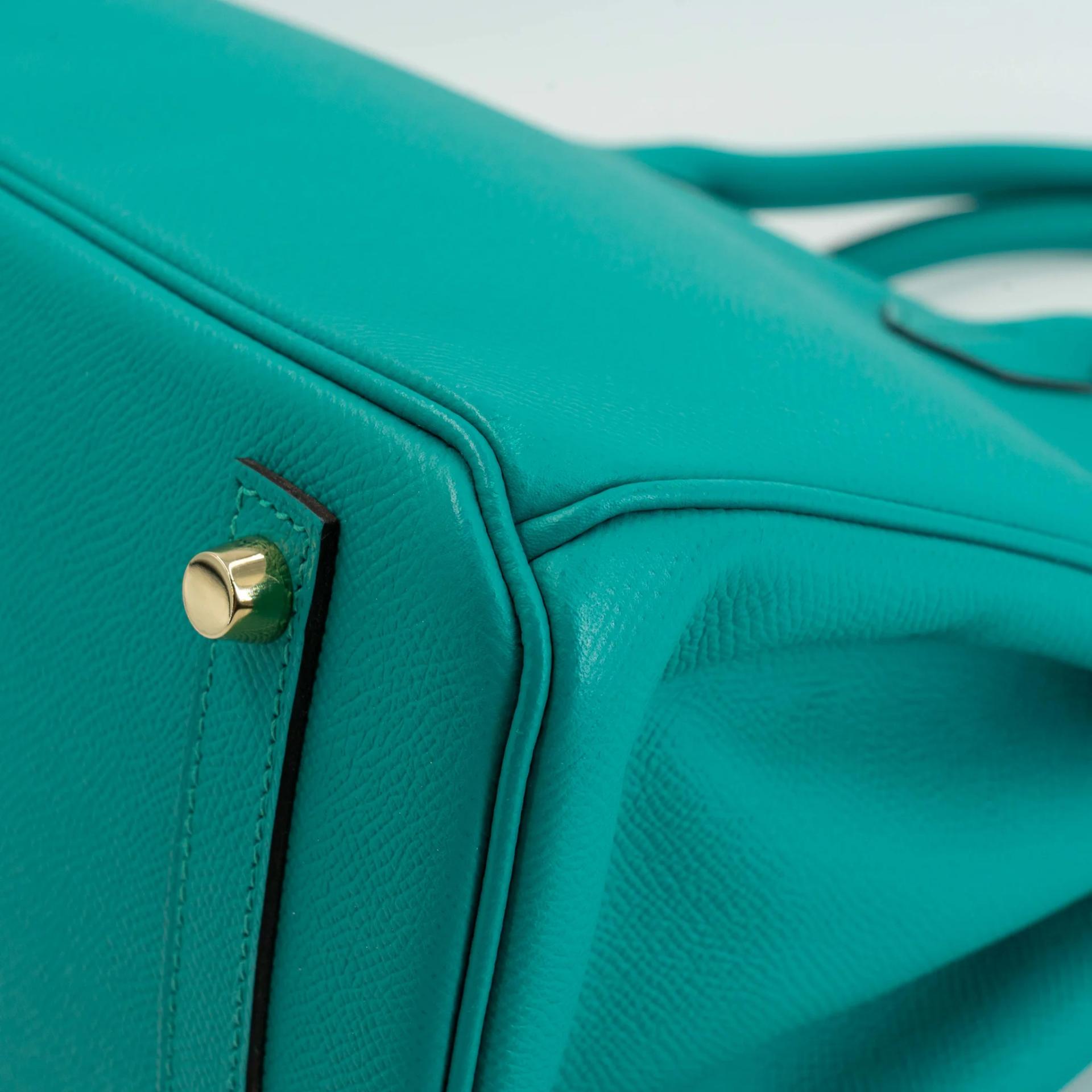 Very Good ( Rank A) HERMÈS Birkin 30 Bleu Paon (7F) Epsom Gold hardware X (2016) - 10