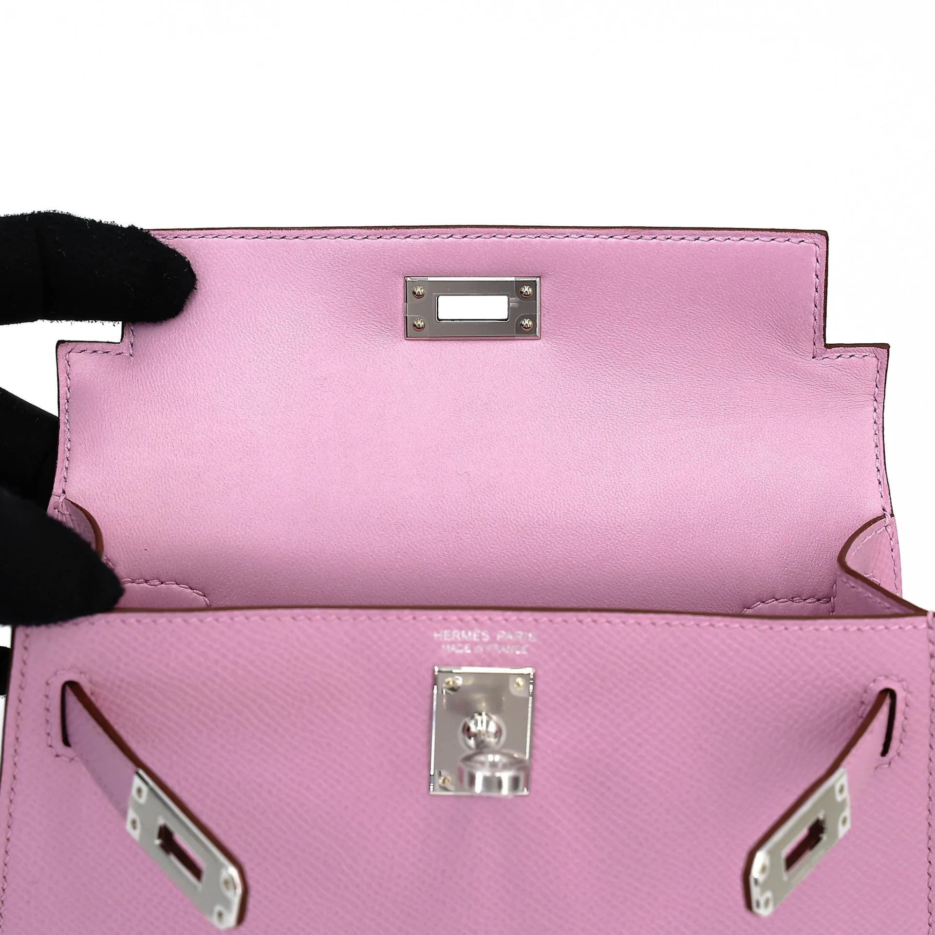 Brand New ( Rank N ) HERMÈS Mini Kelly II Mauve Sylvestre (X9) Epsom Palladium hardware G (2026) - 12