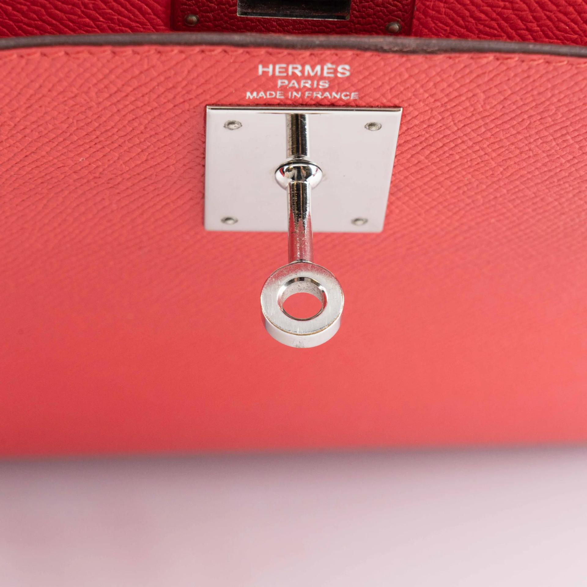 Very Good ( Rank A) HERMÈS Kelly 28 Sellier Rouge de Coeur (S3) Epsom Palladium hardware C (2018) - 17