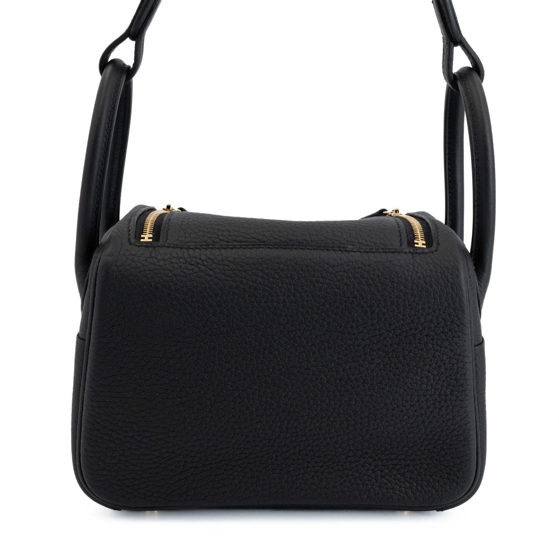 Brand New ( Rank N ) HERMÈS Mini Lindy Noir (89) Clemence Gold hardware K (2025) - 2