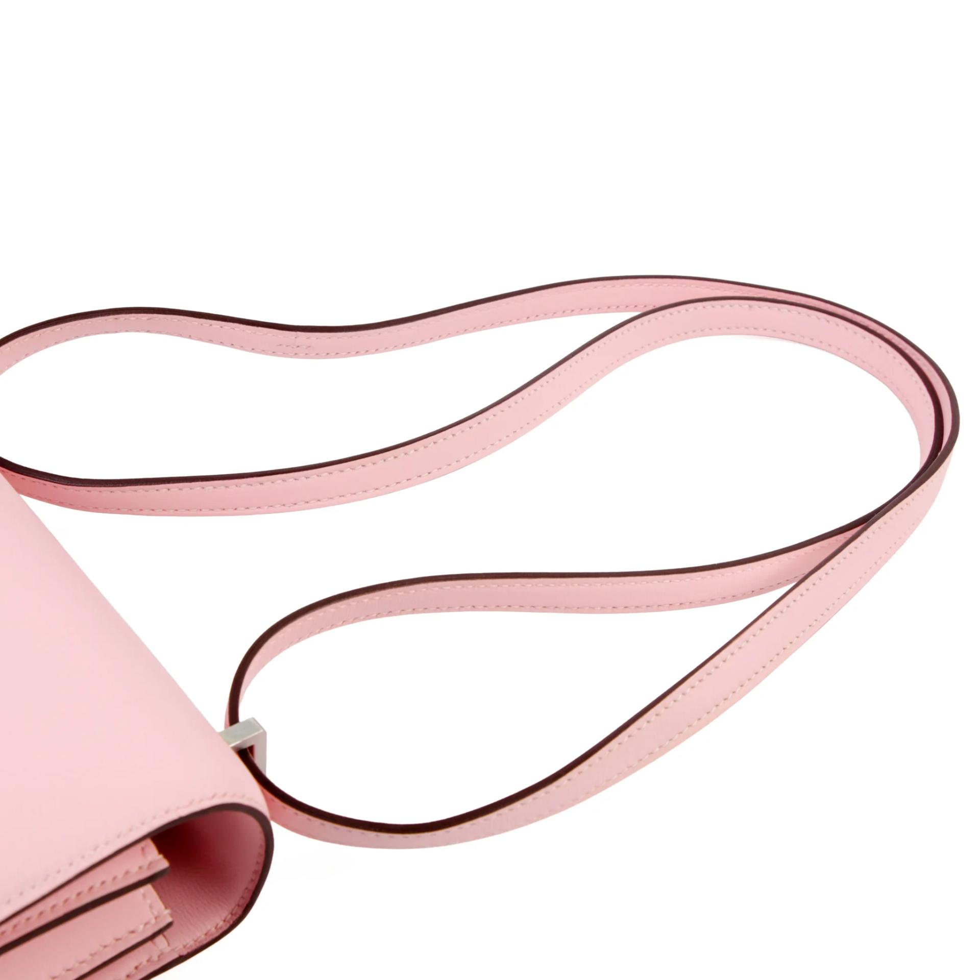 Brand New ( Rank N ) HERMÈS Constance Mini Rose Sakura (3Q) Swift Brushed Palladium K (2025) - 3