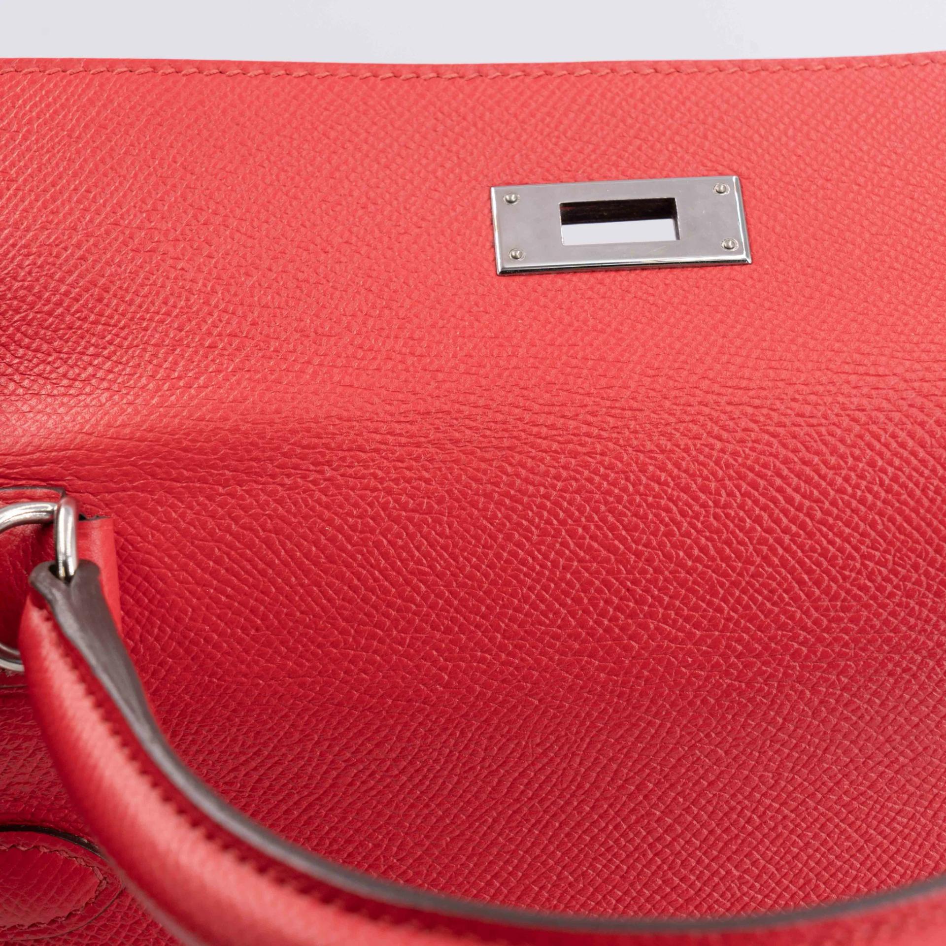 Very Good ( Rank A) HERMÈS Kelly 28 Sellier Rouge de Coeur (S3) Epsom Palladium hardware C (2018) - 25