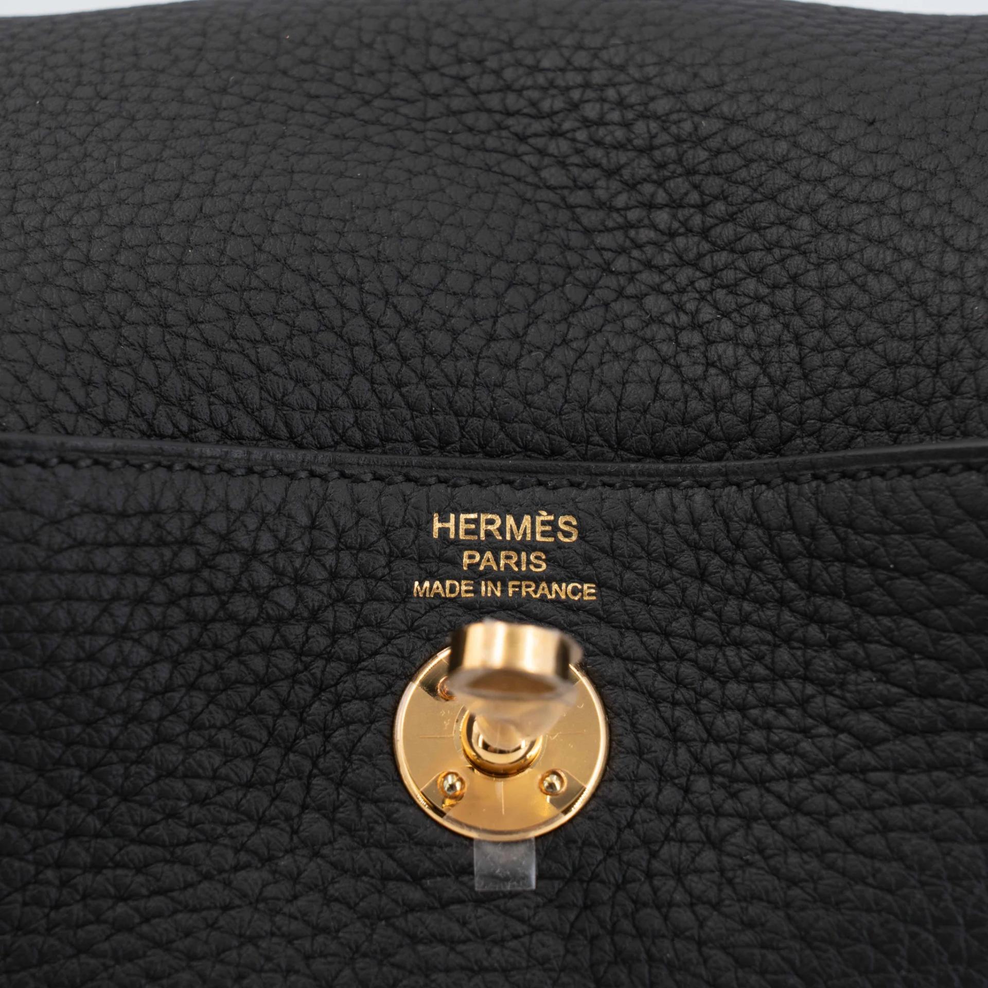 Brand New ( Rank N ) HERMÈS Mini Lindy Noir (89) Clemence Gold hardware K (2025) - 9