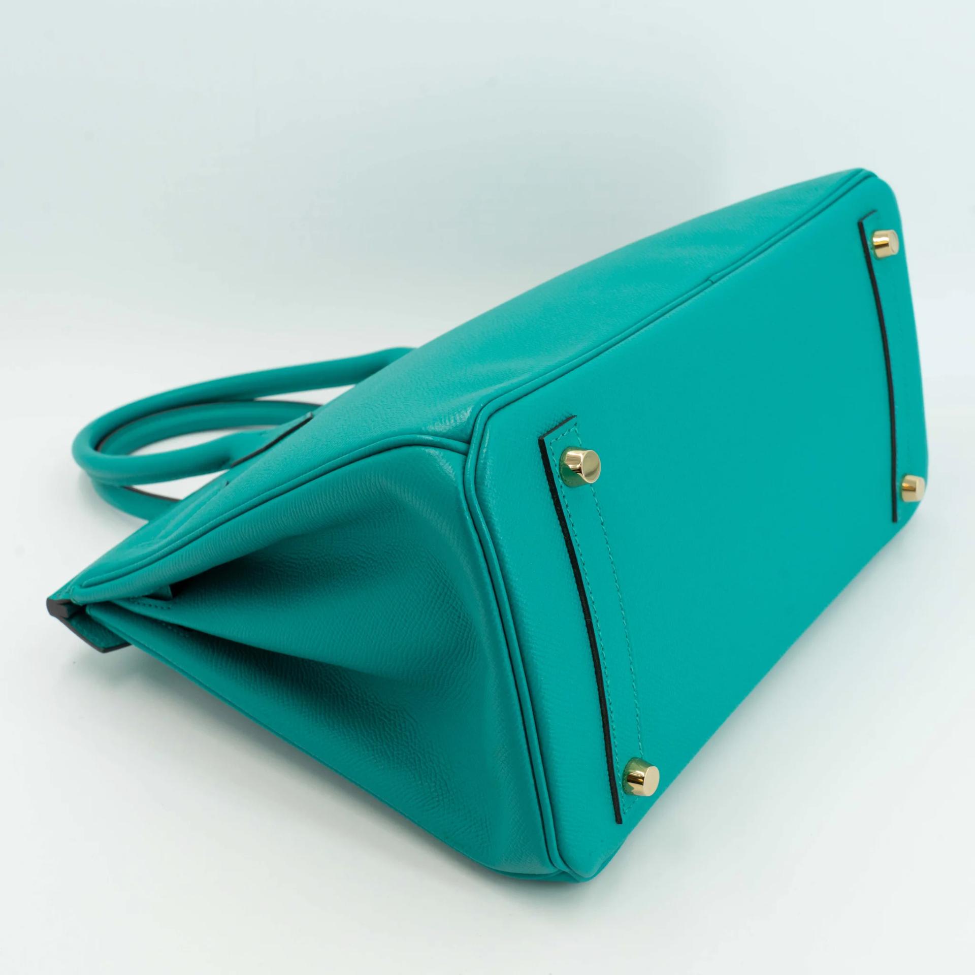 Very Good ( Rank A) HERMÈS Birkin 30 Bleu Paon (7F) Epsom Gold hardware X (2016) - 8
