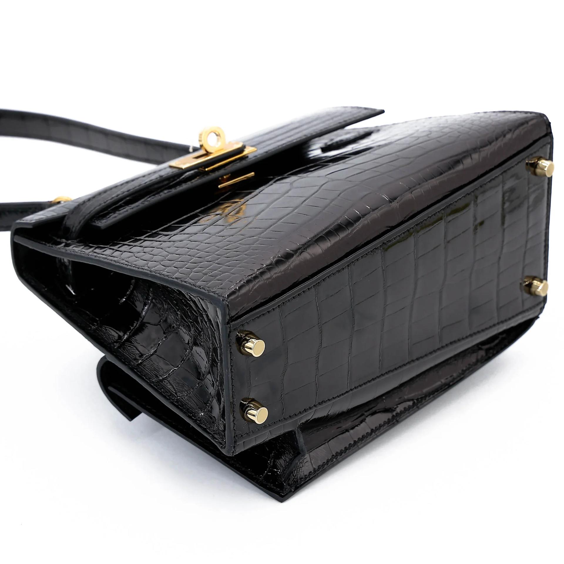 Brand New ( Rank N ) HERMÈS Limited Edition Kelly 20 en Desordre Noir (89) Shiny Alligator Gold hardware G (2026) - 7