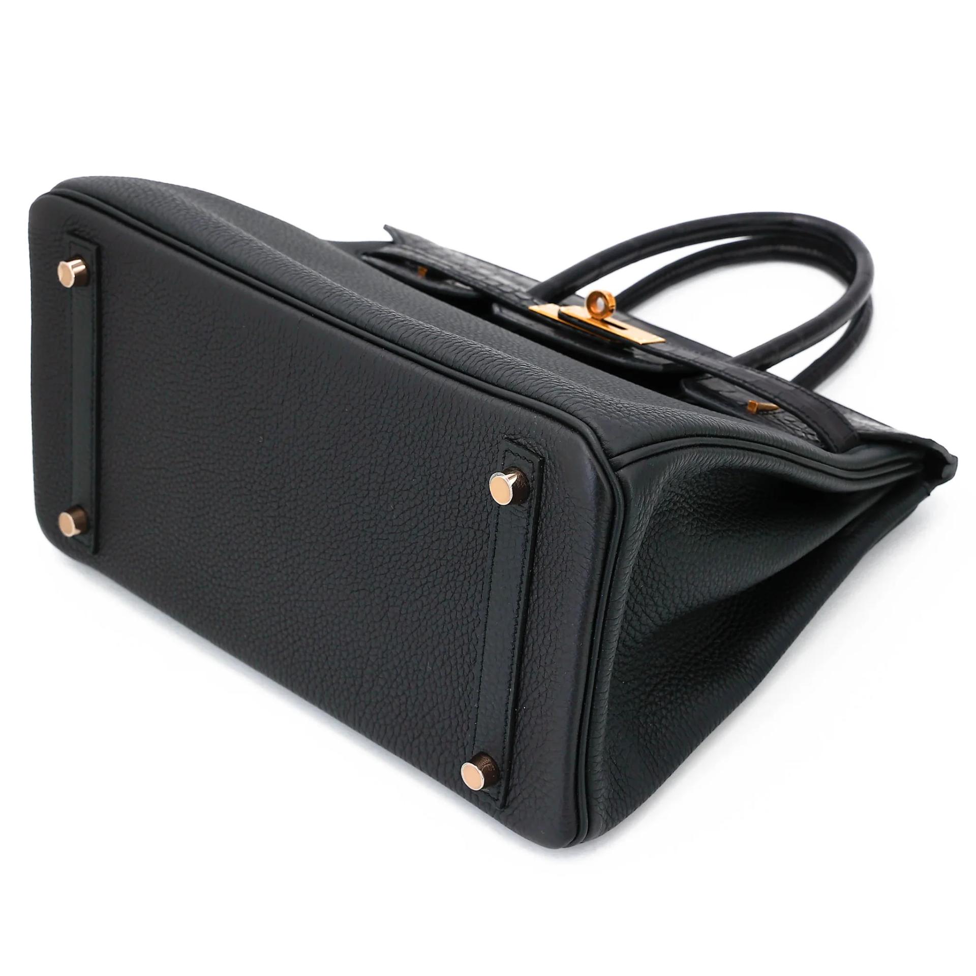 Unused ( Rank NS ) HERMÈS Birkin 30 Touch Noir (89) Togo Matte Alligator Rose Gold hardware Y (2020) - 4