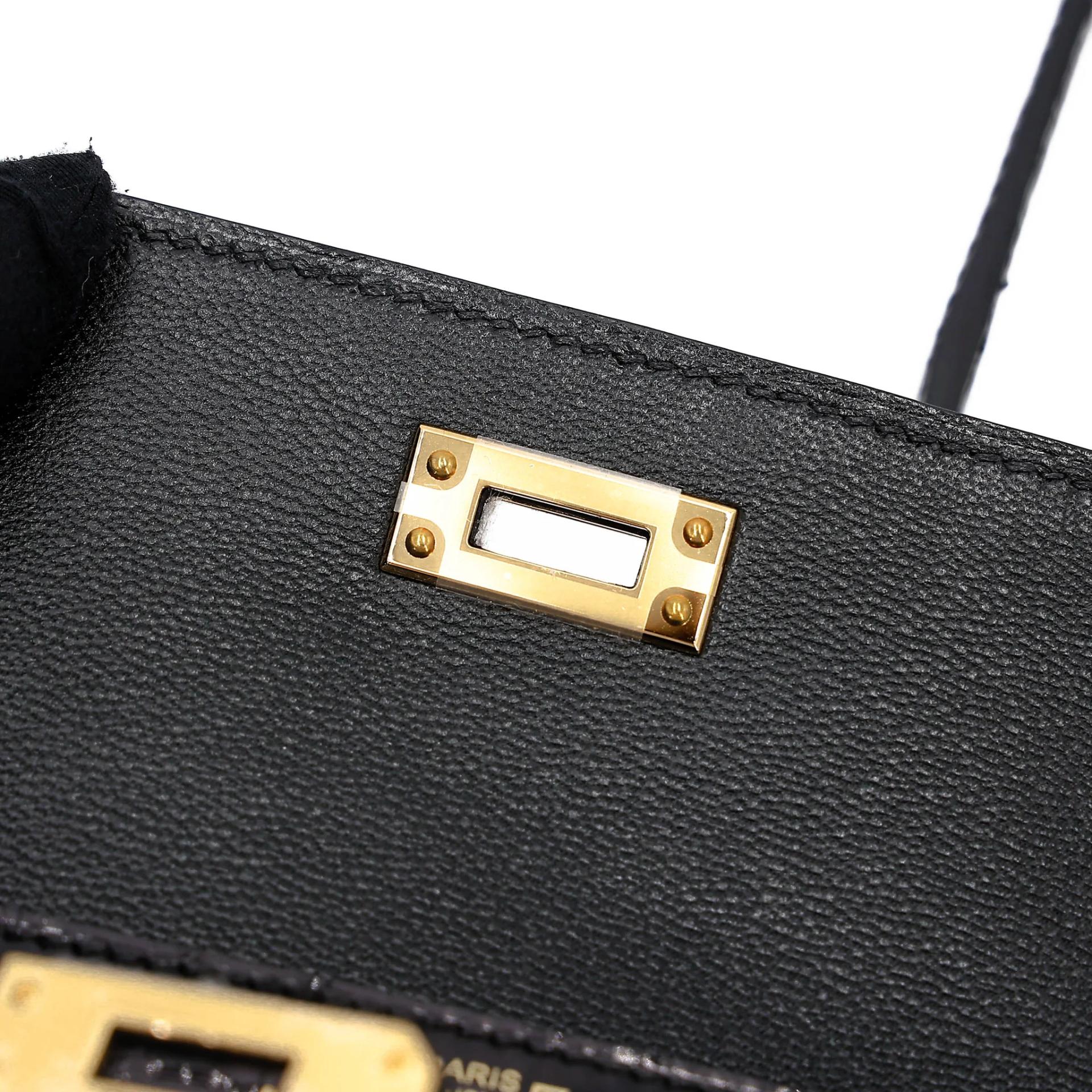 Brand New ( Rank N ) HERMÈS Limited Edition Kelly 20 en Desordre Noir (89) Shiny Alligator Gold hardware G (2026) - 12
