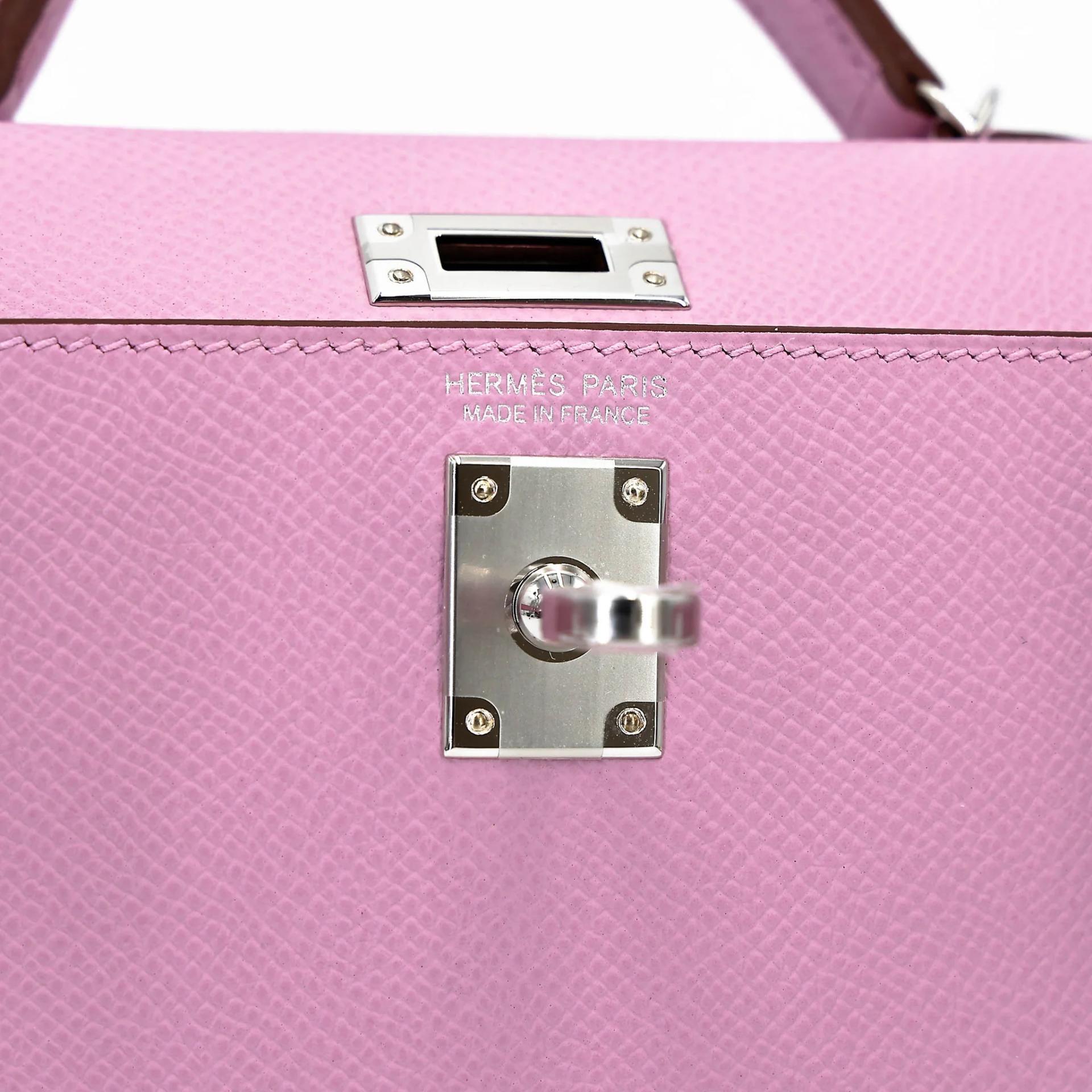 Brand New ( Rank N ) HERMÈS Mini Kelly II Mauve Sylvestre (X9) Epsom Palladium hardware G (2026) - 13