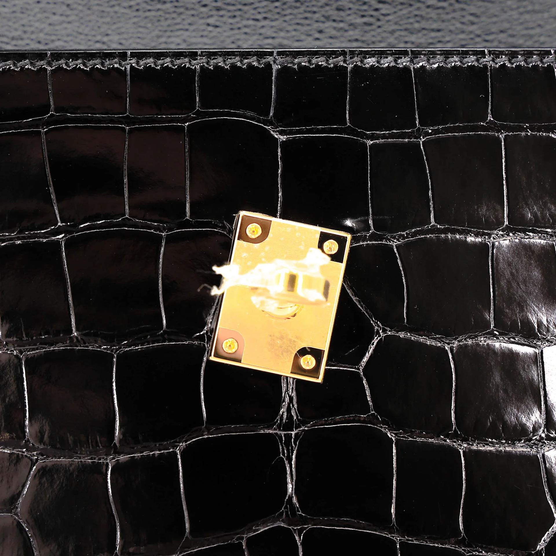 Brand New ( Rank N ) HERMÈS Limited Edition Kelly 20 en Desordre Noir (89) Shiny Alligator Gold hardware G (2026) - 22