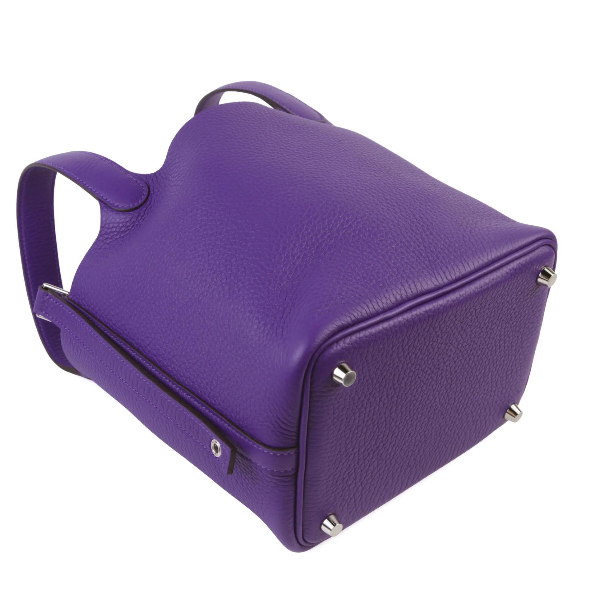 全新 HERMÈS 愛馬仕 Picotin 菜籃子 PM 18 X3 絳紫色 Purple Clemence小牛皮 銀扣 G刻 2026年 - 8
