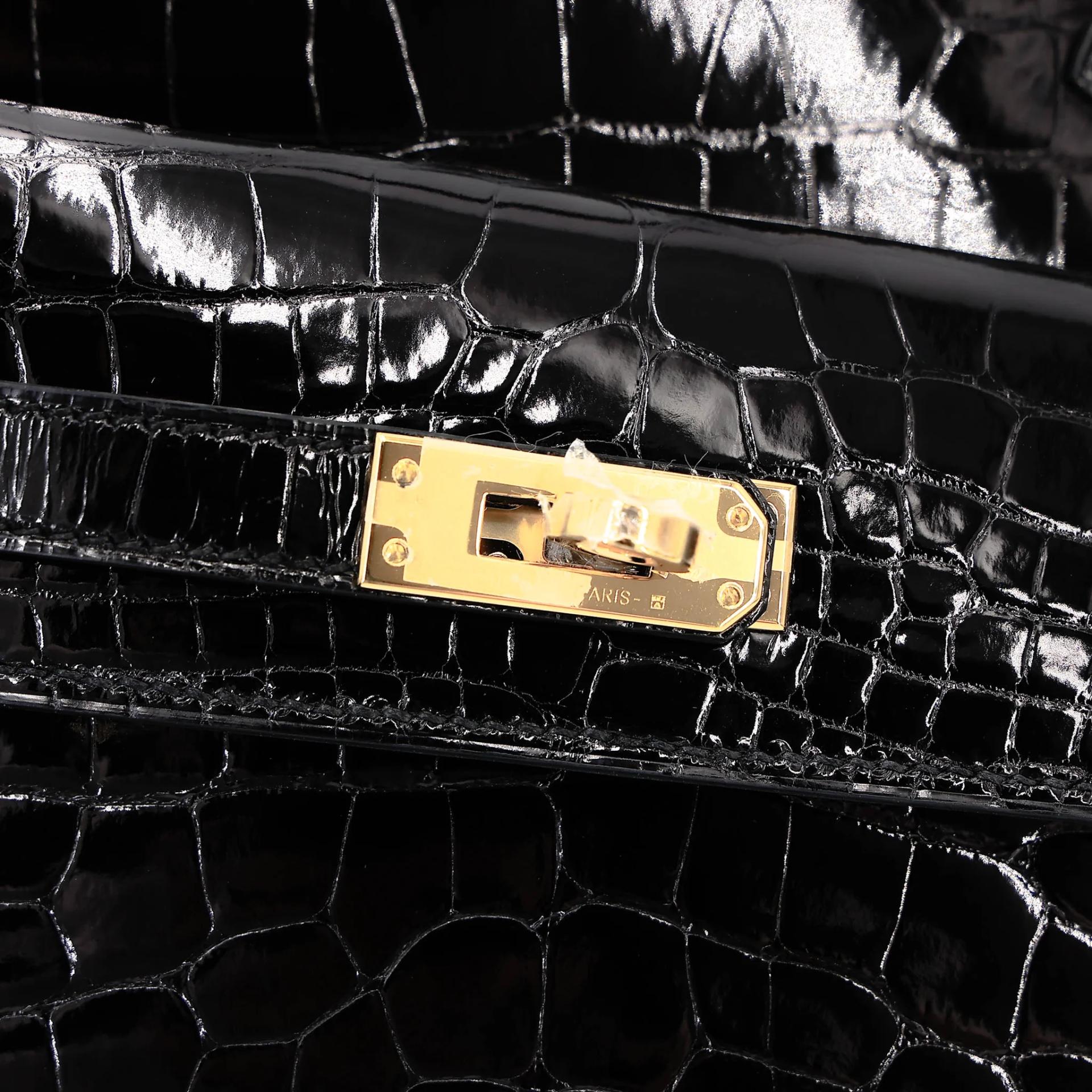 Brand New ( Rank N ) HERMÈS Limited Edition Kelly 20 en Desordre Noir (89) Shiny Alligator Gold hardware G (2026) - 8