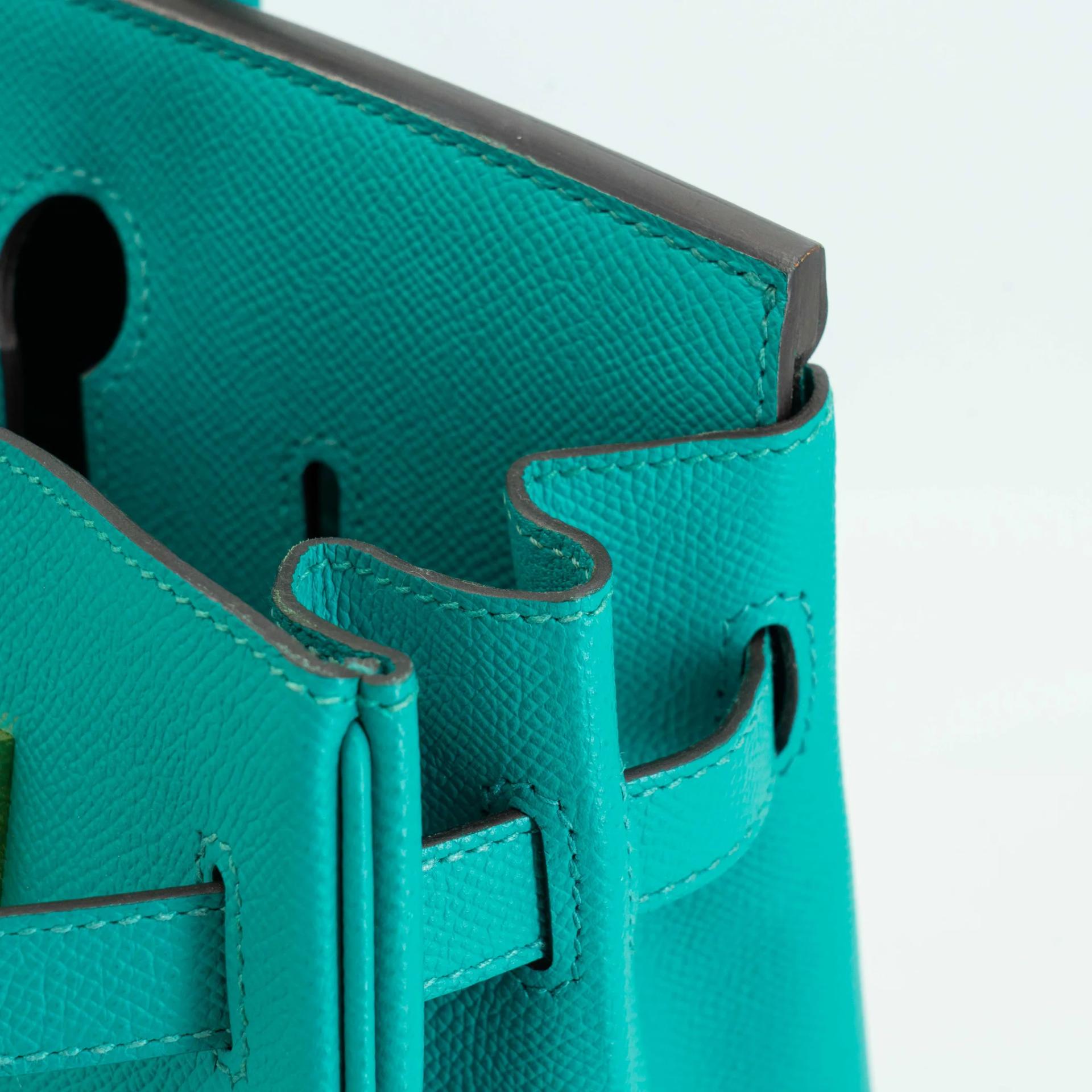 Very Good ( Rank A) HERMÈS Birkin 30 Bleu Paon (7F) Epsom Gold hardware X (2016) - 16