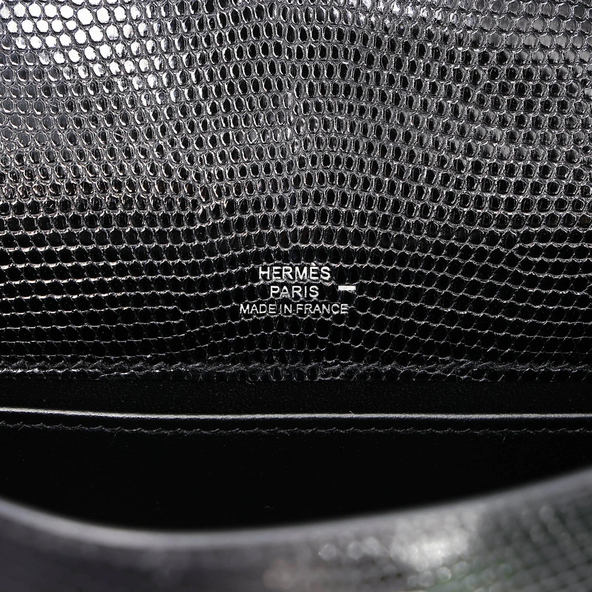 Brand New ( Rank N ) HERMÈS Kelly Pochette Noir (89) Shiny Lizard Palladium hardware K (2025) - 14