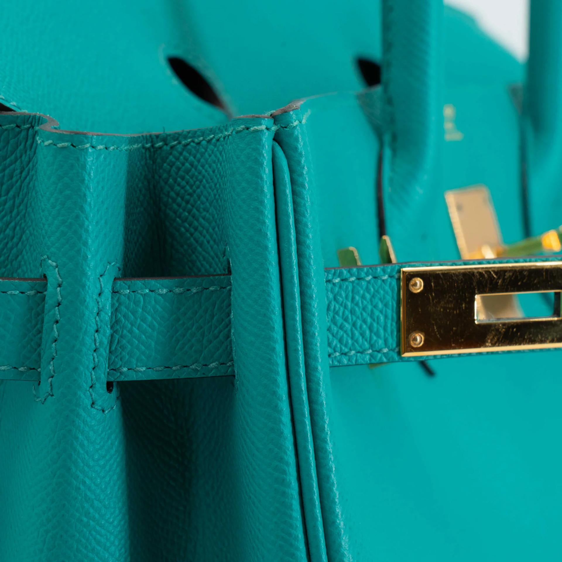 Very Good ( Rank A) HERMÈS Birkin 30 Bleu Paon (7F) Epsom Gold hardware X (2016) - 22