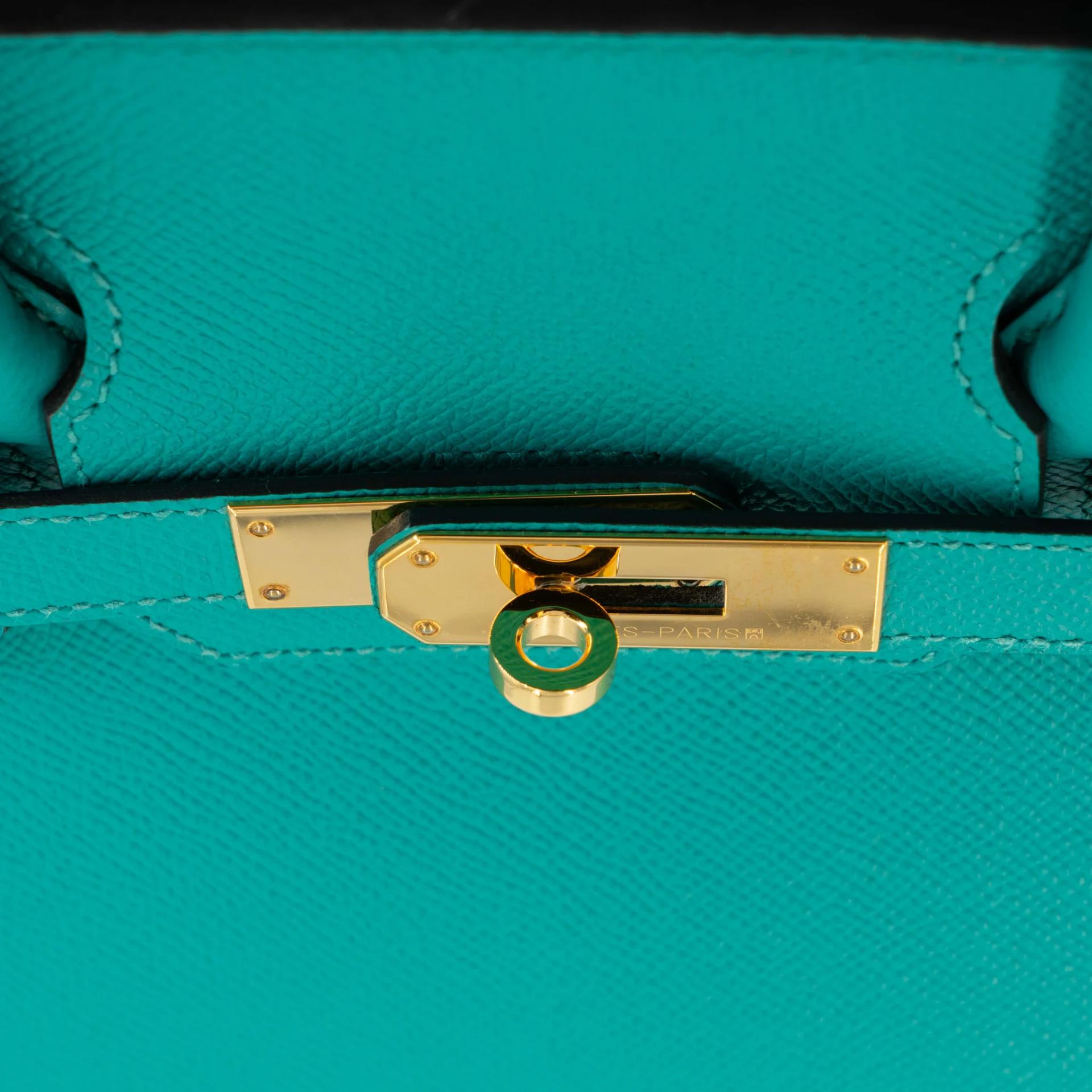 Very Good ( Rank A) HERMÈS Birkin 30 Bleu Paon (7F) Epsom Gold hardware X (2016) - 3