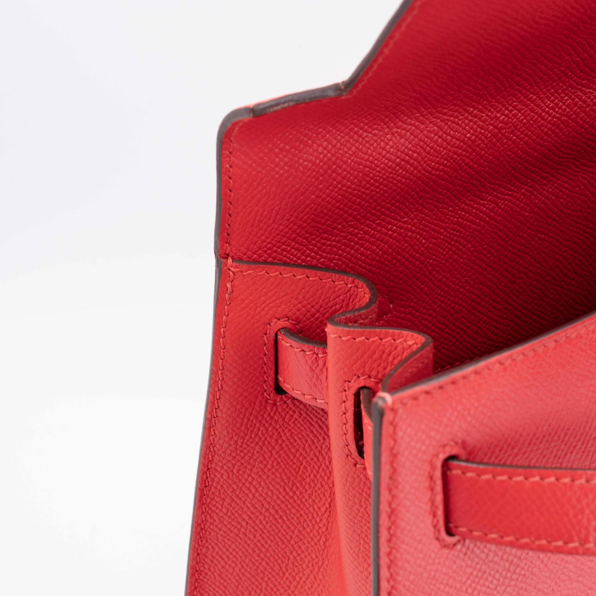 Very Good ( Rank A) HERMÈS Kelly 28 Sellier Rouge de Coeur (S3) Epsom Palladium hardware C (2018) - 20