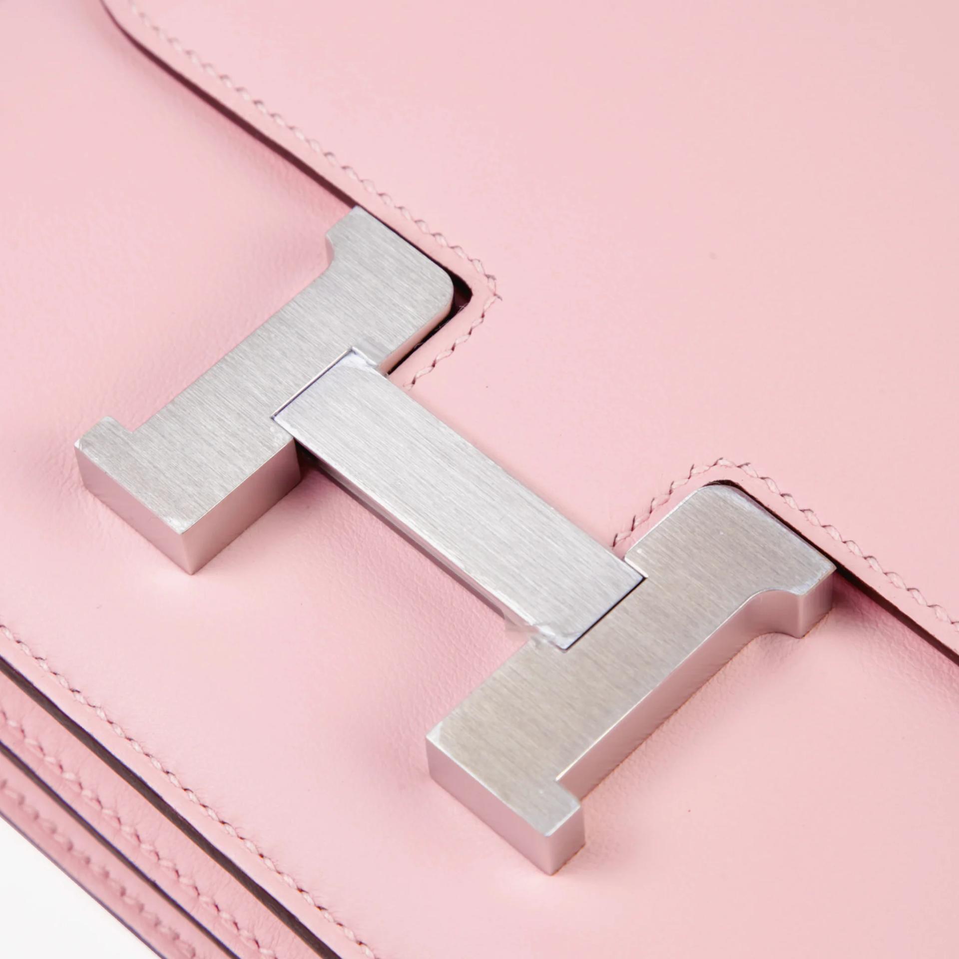 Brand New ( Rank N ) HERMÈS Constance Mini Rose Sakura (3Q) Swift Brushed Palladium K (2025) - 8