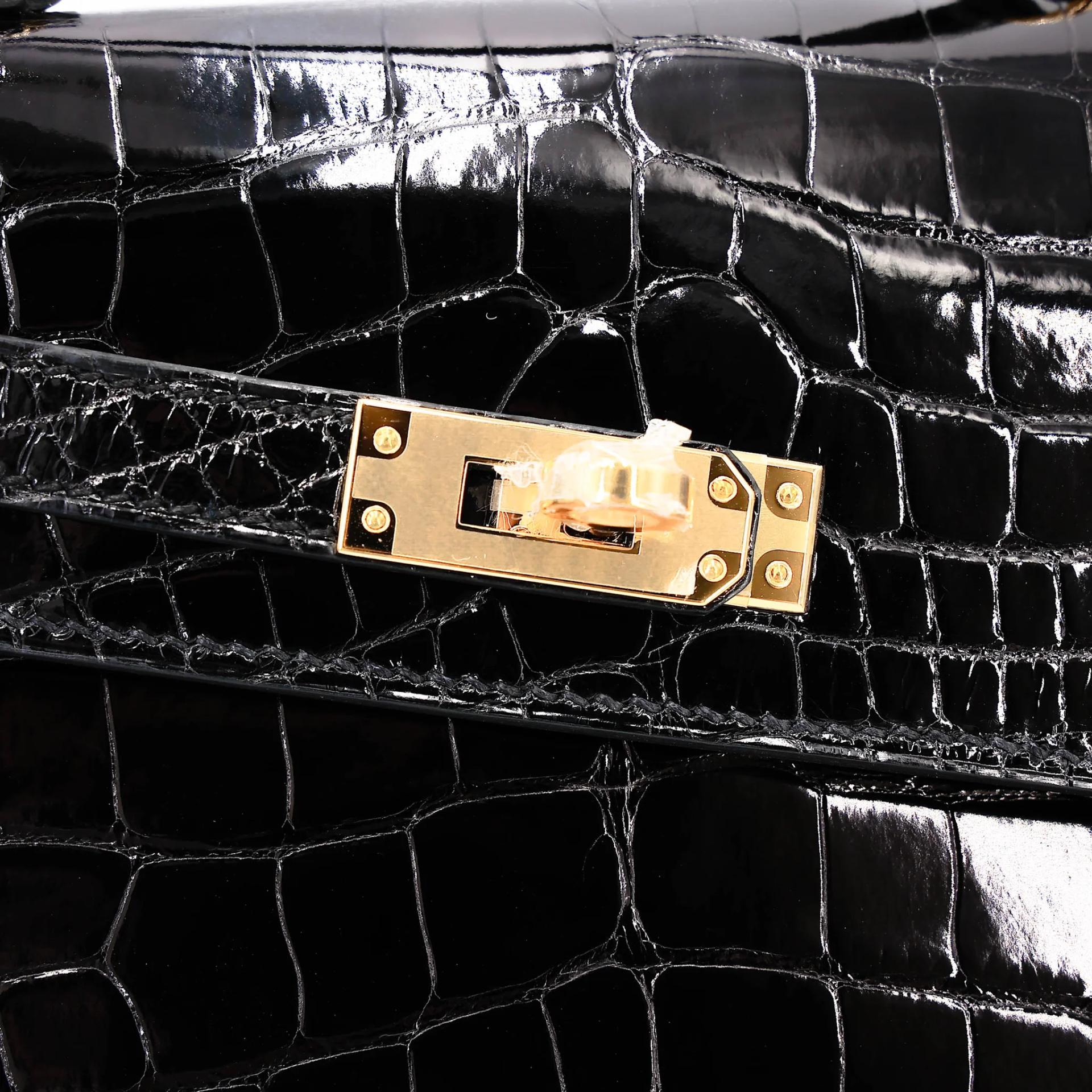 Brand New ( Rank N ) HERMÈS Limited Edition Kelly 20 en Desordre Noir (89) Shiny Alligator Gold hardware G (2026) - 17