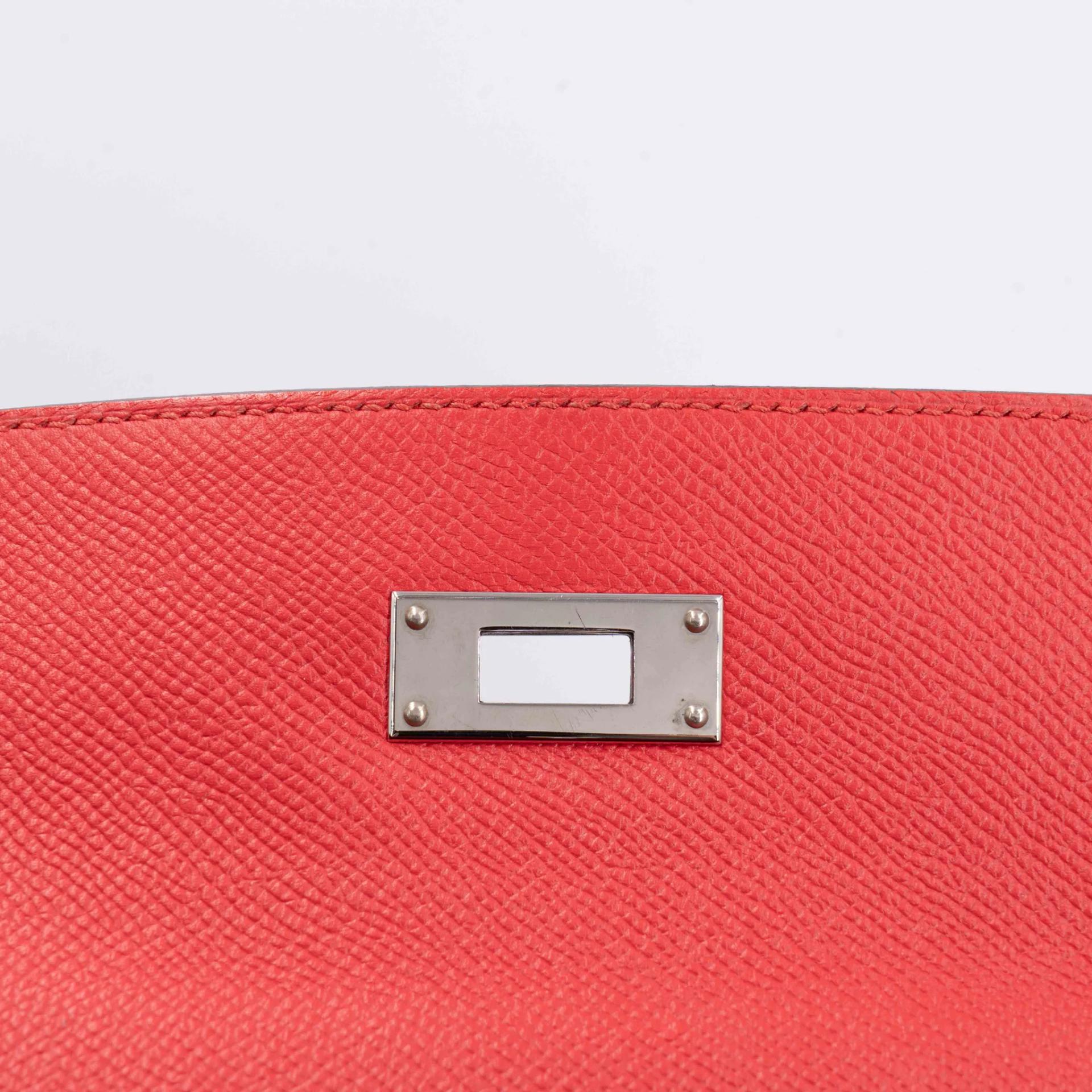Very Good ( Rank A) HERMÈS Kelly 28 Sellier Rouge de Coeur (S3) Epsom Palladium hardware C (2018) - 15