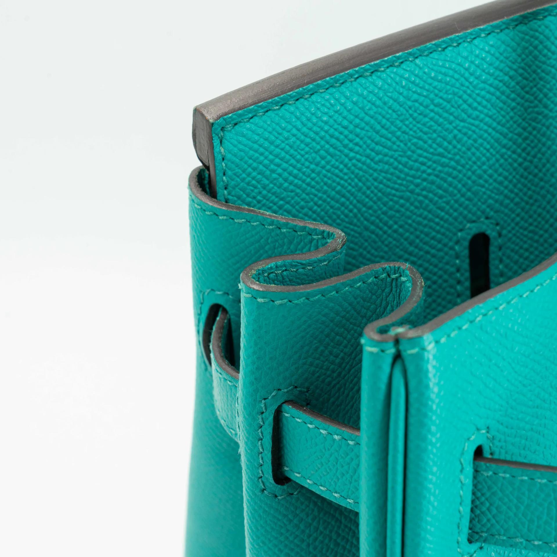 Very Good ( Rank A) HERMÈS Birkin 30 Bleu Paon (7F) Epsom Gold hardware X (2016) - 17
