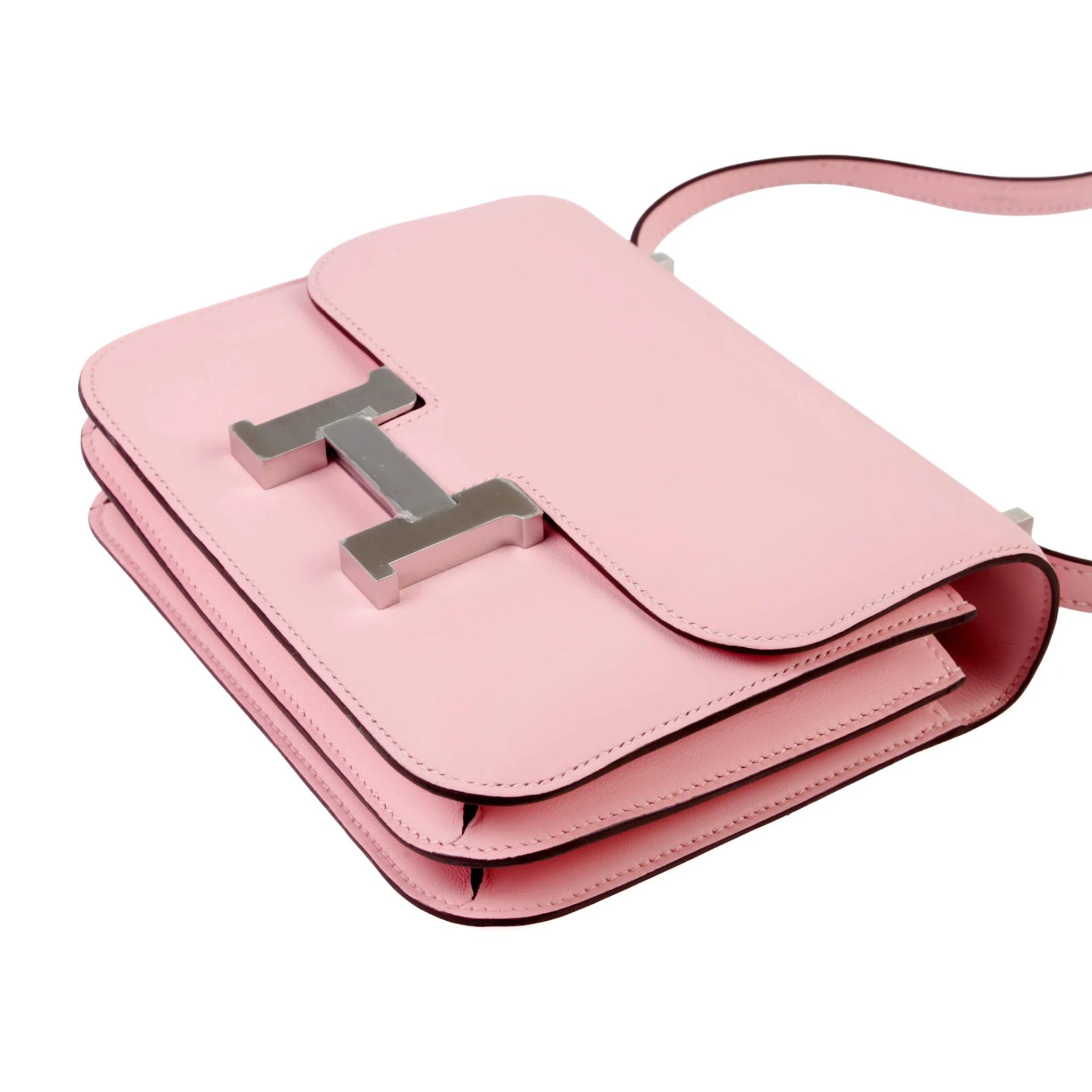 Brand New ( Rank N ) HERMÈS Constance Mini Rose Sakura (3Q) Swift Brushed Palladium K (2025) - 5