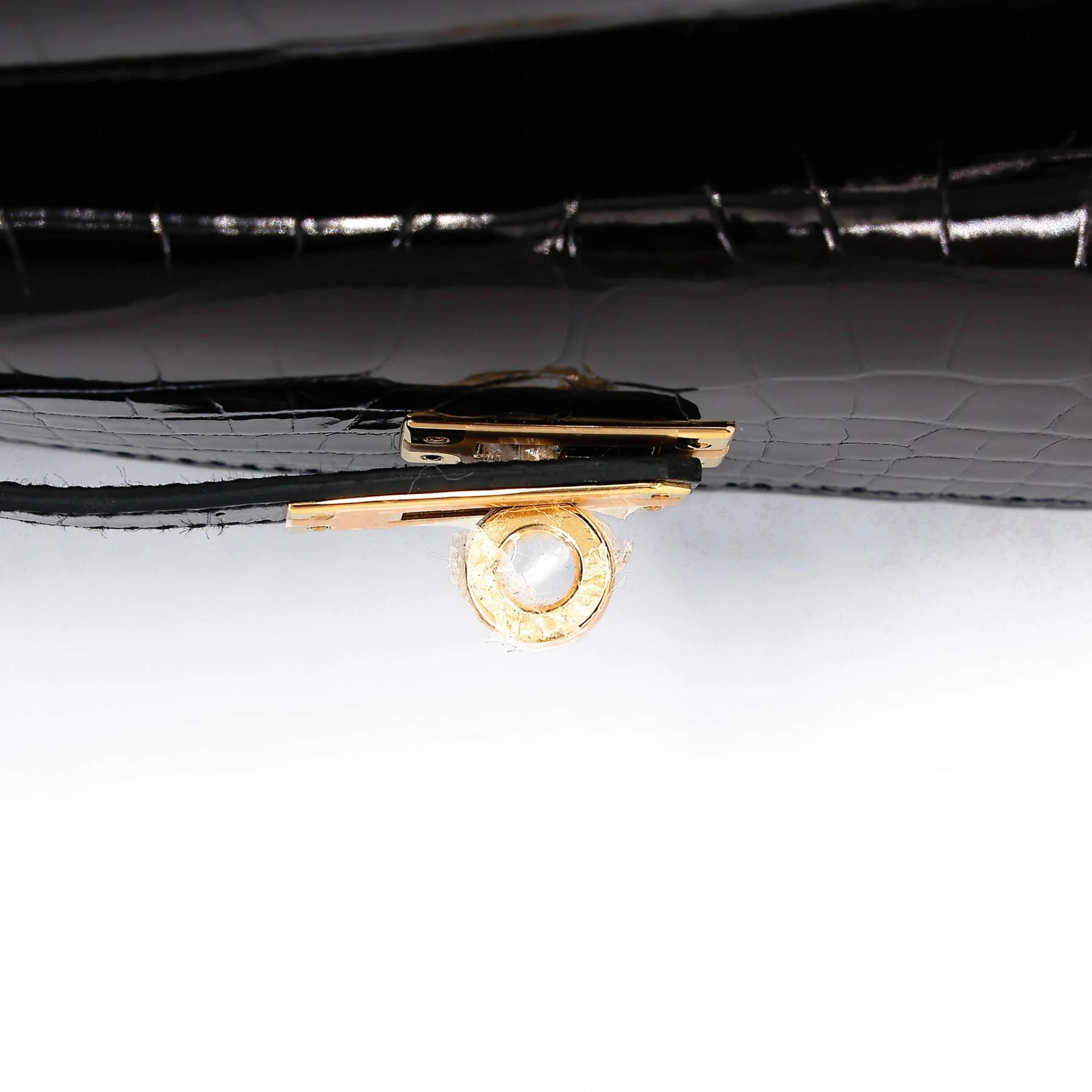 Brand New ( Rank N ) HERMÈS Limited Edition Kelly 20 en Desordre Noir (89) Shiny Alligator Gold hardware G (2026) - 9