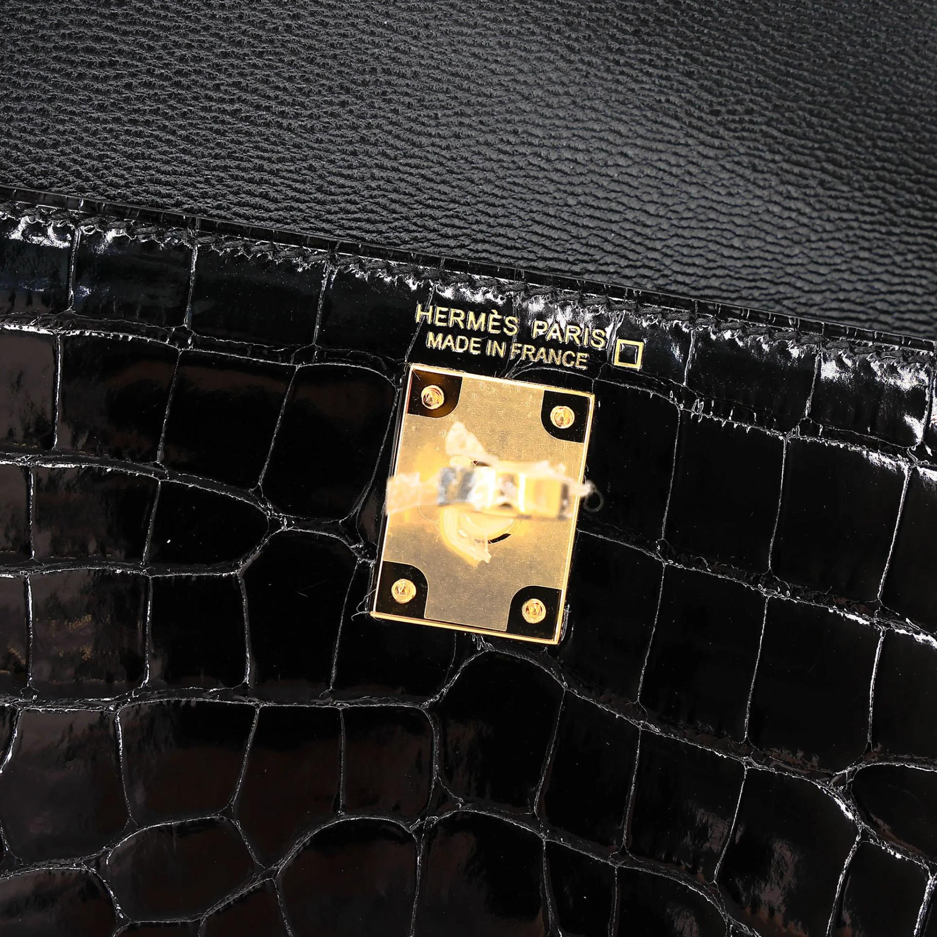 Brand New ( Rank N ) HERMÈS Limited Edition Kelly 20 en Desordre Noir (89) Shiny Alligator Gold hardware G (2026) - 14