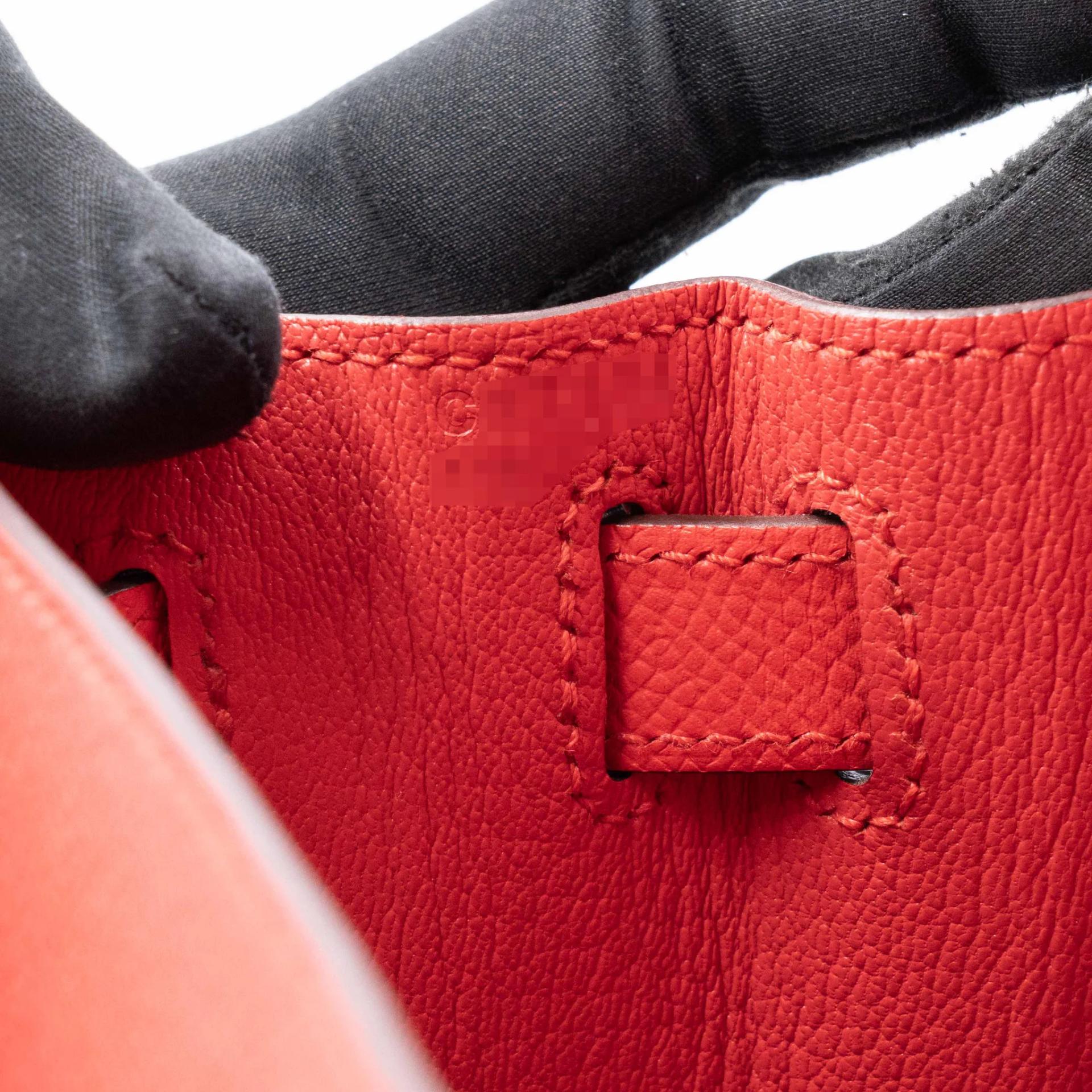 Very Good ( Rank A) HERMÈS Kelly 28 Sellier Rouge de Coeur (S3) Epsom Palladium hardware C (2018) - 23