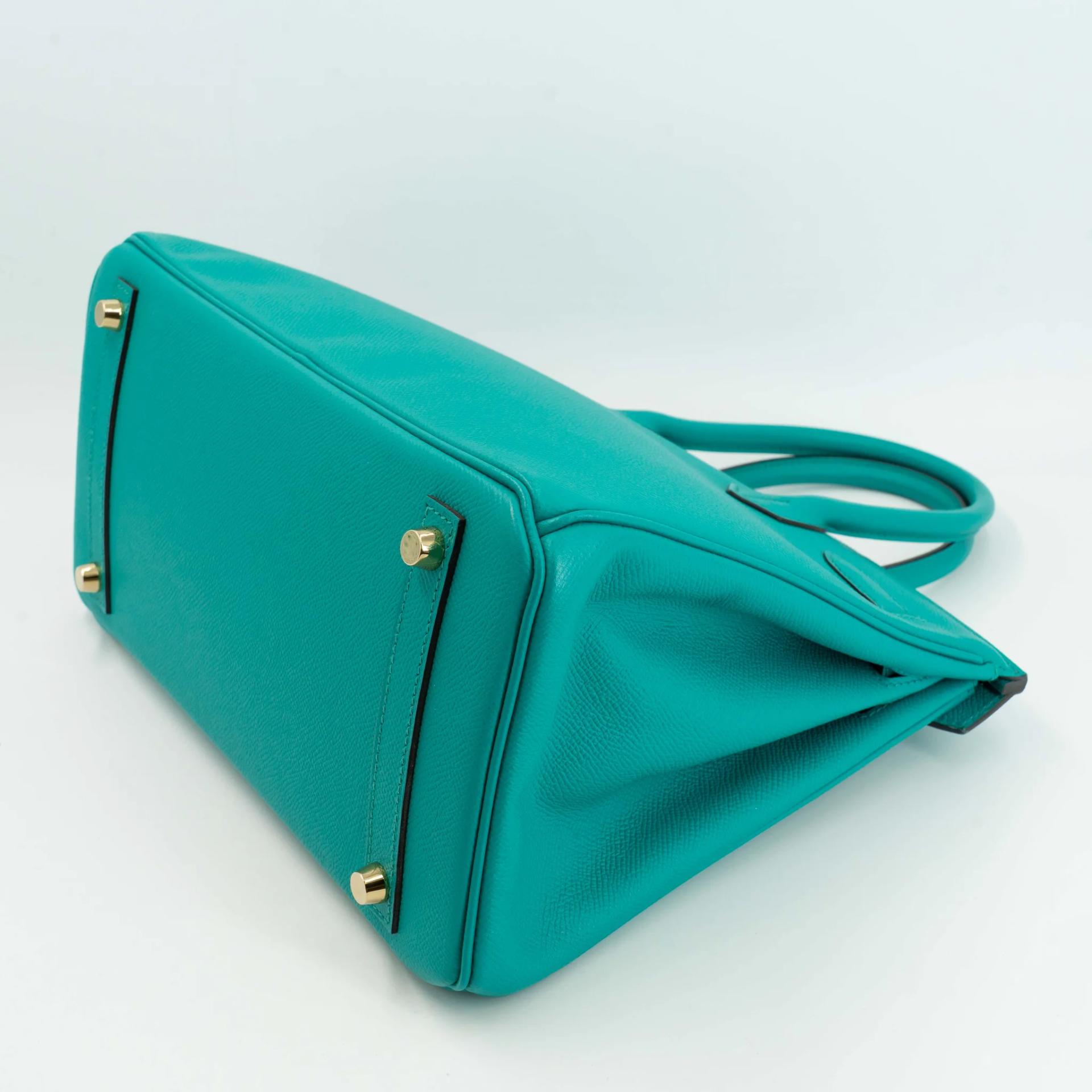 Very Good ( Rank A) HERMÈS Birkin 30 Bleu Paon (7F) Epsom Gold hardware X (2016) - 7